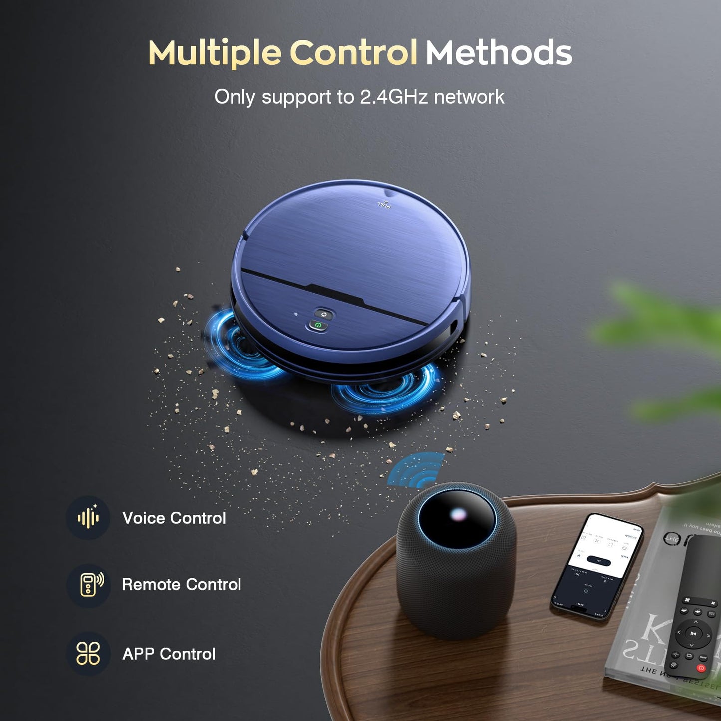 Robot Vacuum and Mop Combo, 2300Pa Strong Suction, 2-in-1 Dust Box and Water Tank, Works with Alexa/Google Assistant, Long Runtime, Schedule, Quiet, Ideal for Hard Floors, Low-Pile Carpets and Pets