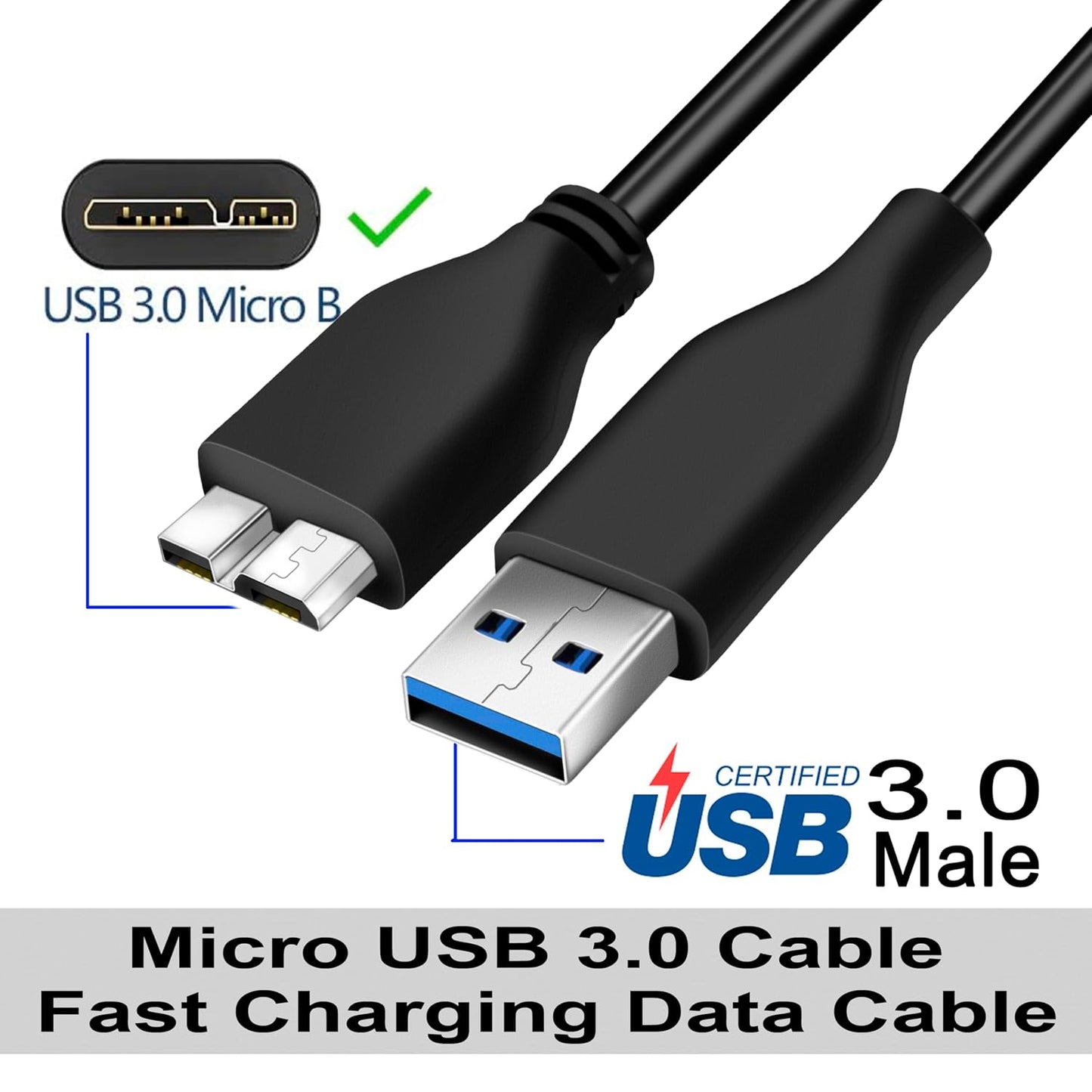20cm 3.0 4.8 SaiTech IT USB Cable A to Micro B high Speed Upto Gbps Data Transfer Cable for Portable External Hard
