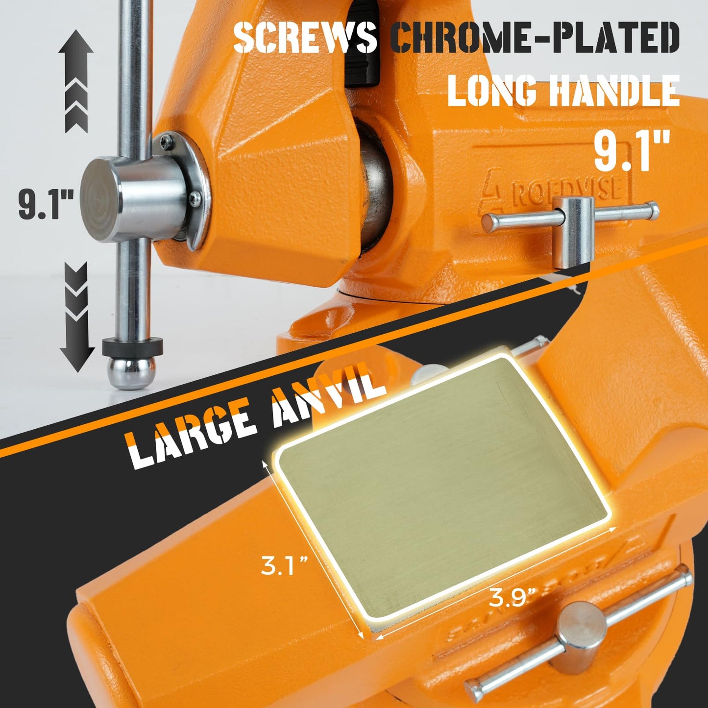 AROEDVISE 6" Bench Vise with 360° Swivel Base, 7" Jaw Opening, Heavy Duty Ductile Iron Workshop Vise with Anvil & Pipe Jaws, 72,000 PSI Clamping Tool for Garage, Metalworking & Repair (DIV6)