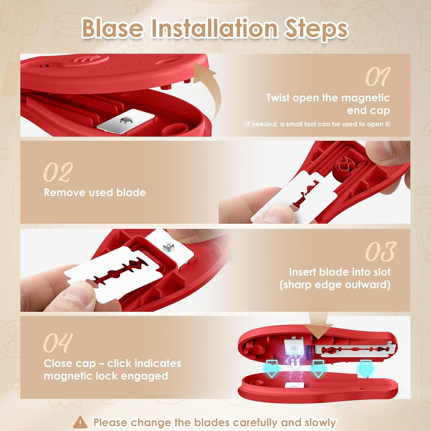 Skiennix Bread Lame | Sourdough Scoring Tool with Extractable Magnetic Design | Includes 5 Razor Blades - Beige & Red