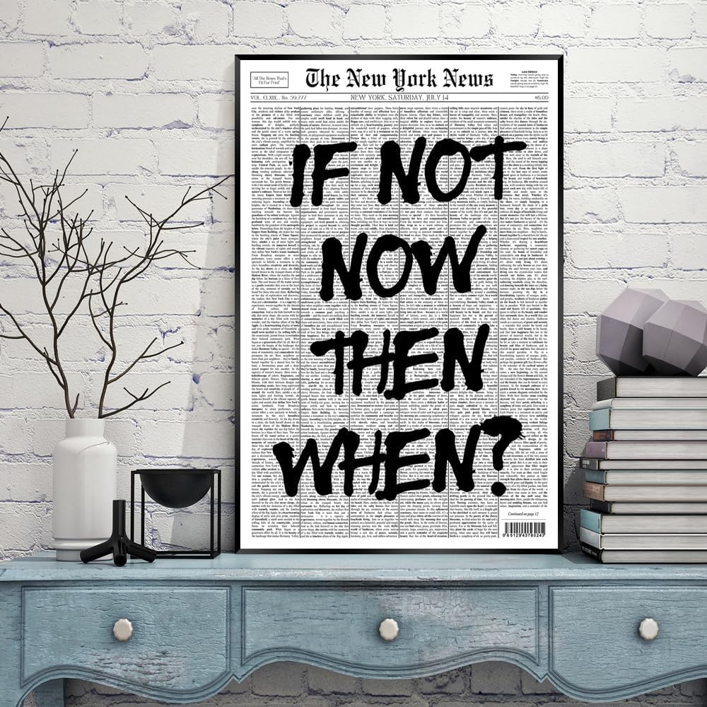 Positive Affirming Quotes Poster - Black and White Wall Art for Retro Apartment Decor | 24x36 Inch Unframed