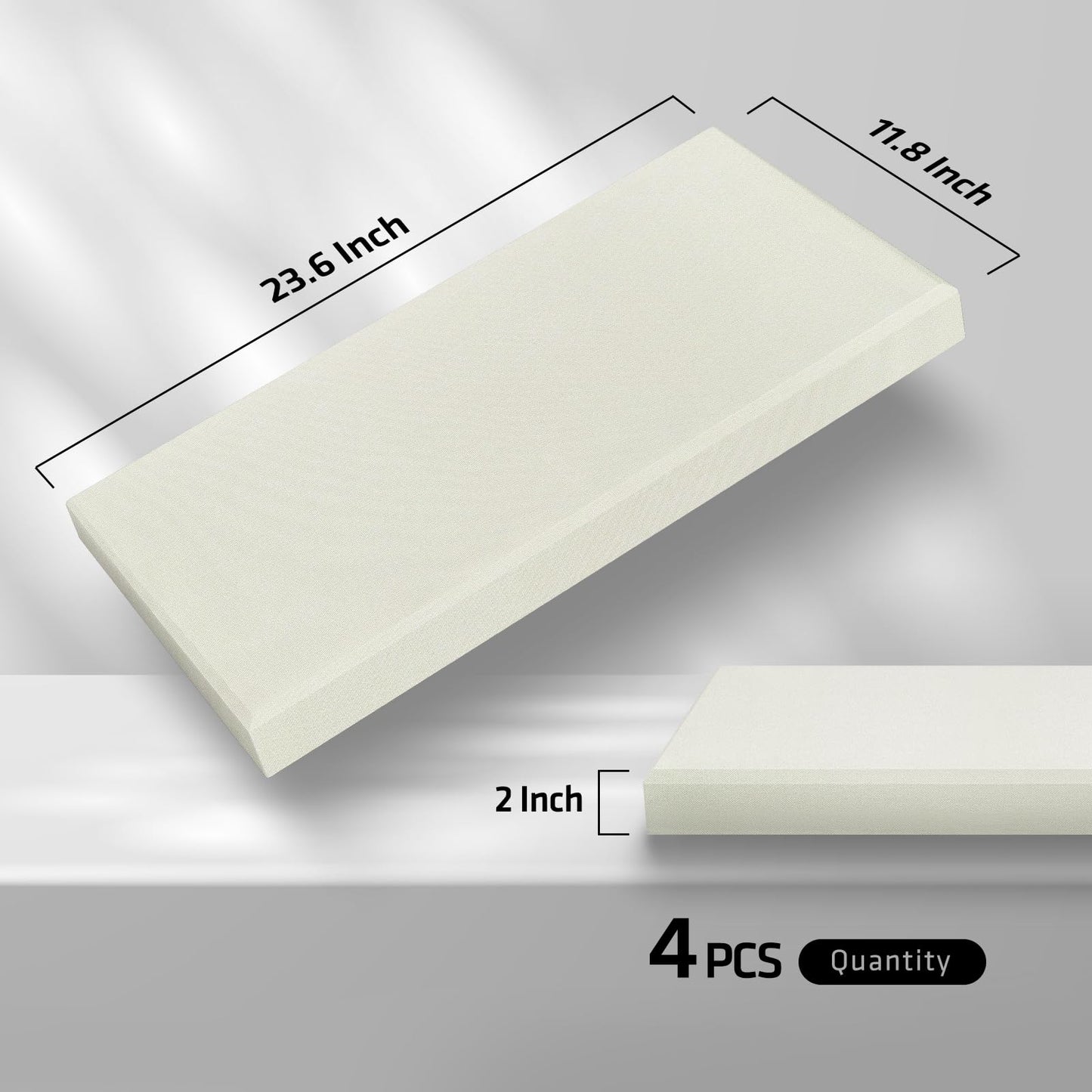 23.62" X 11.81" X 2" Fiberglass Wall Panel, 4 Pack Acoustic Panels, Acoustic Panels Sound Absorbing for Office, Studio, Home Theatre - Beige
