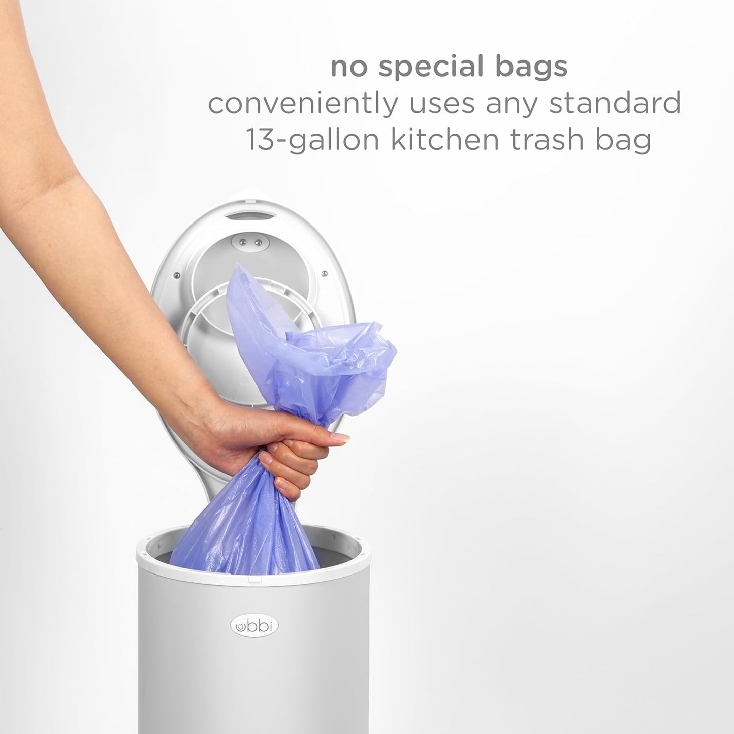 Ubbi Stainless Steel Diaper Pail - Odor Locking Design, No Special Bags Needed | Award-Winning Gray