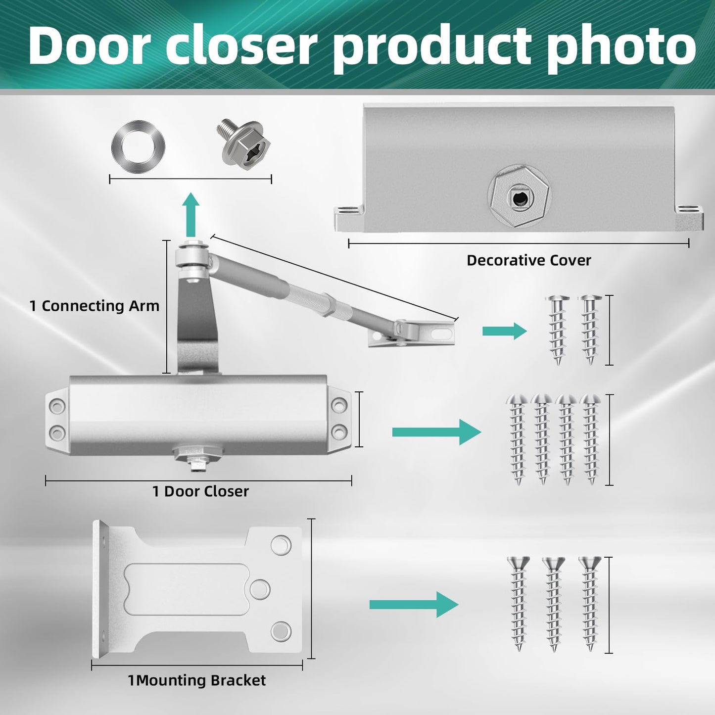 DYREOOE Door Closer Hold Open Automatic Door Closer Adjustable Grade 1 Commercial Standard Medium/Heavy Door Closers Commercial Surface-Mounted Storm Door Close