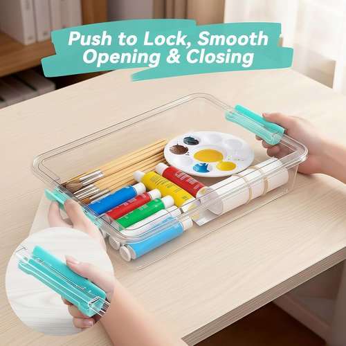 Gifhomfix 6QT Craft Organizers - Clear Storage Box with Lid for Art Supplies | 3 Pack