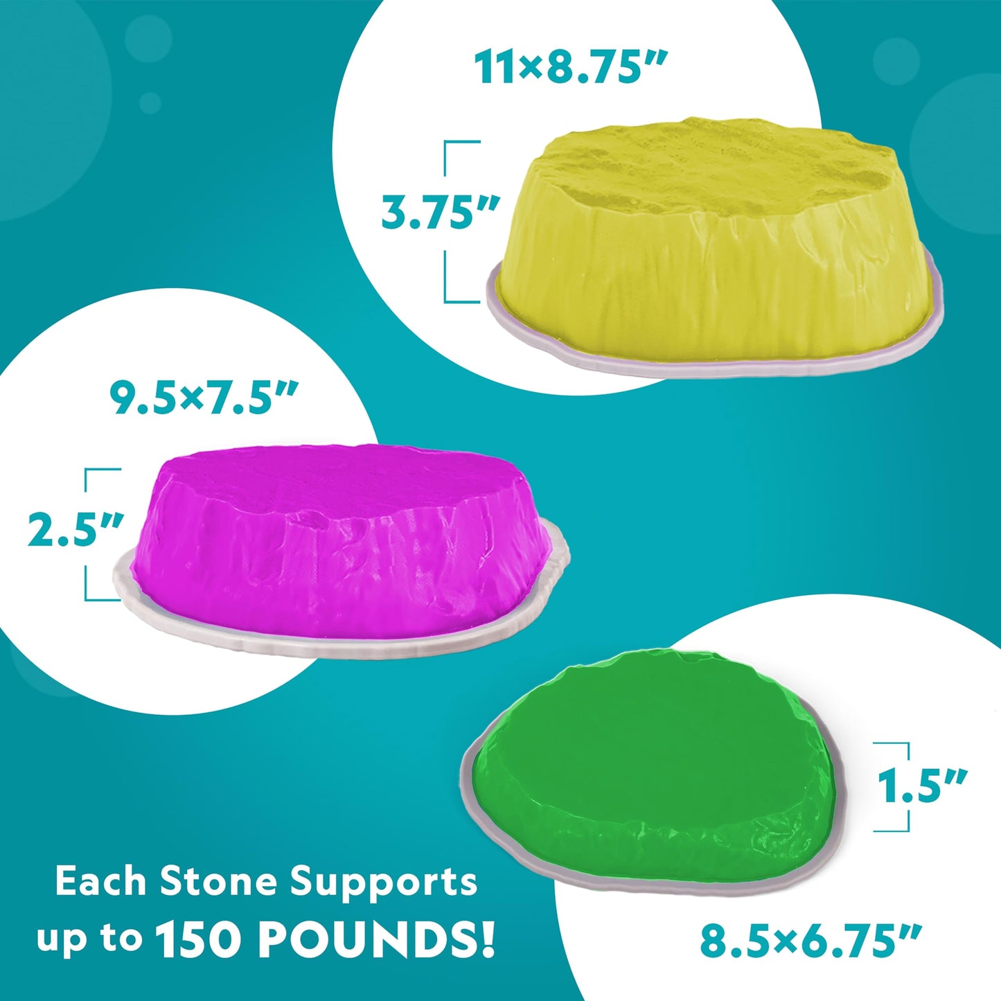 National Geographic Kids Jumbo Balance Stepping Stones – 12 Non-Slip Stepping Stones in 3 Heights with Foam Dice & Play & Learn Cards, Indoor & Outdoor Obstacle Course for Kids Ages 3+