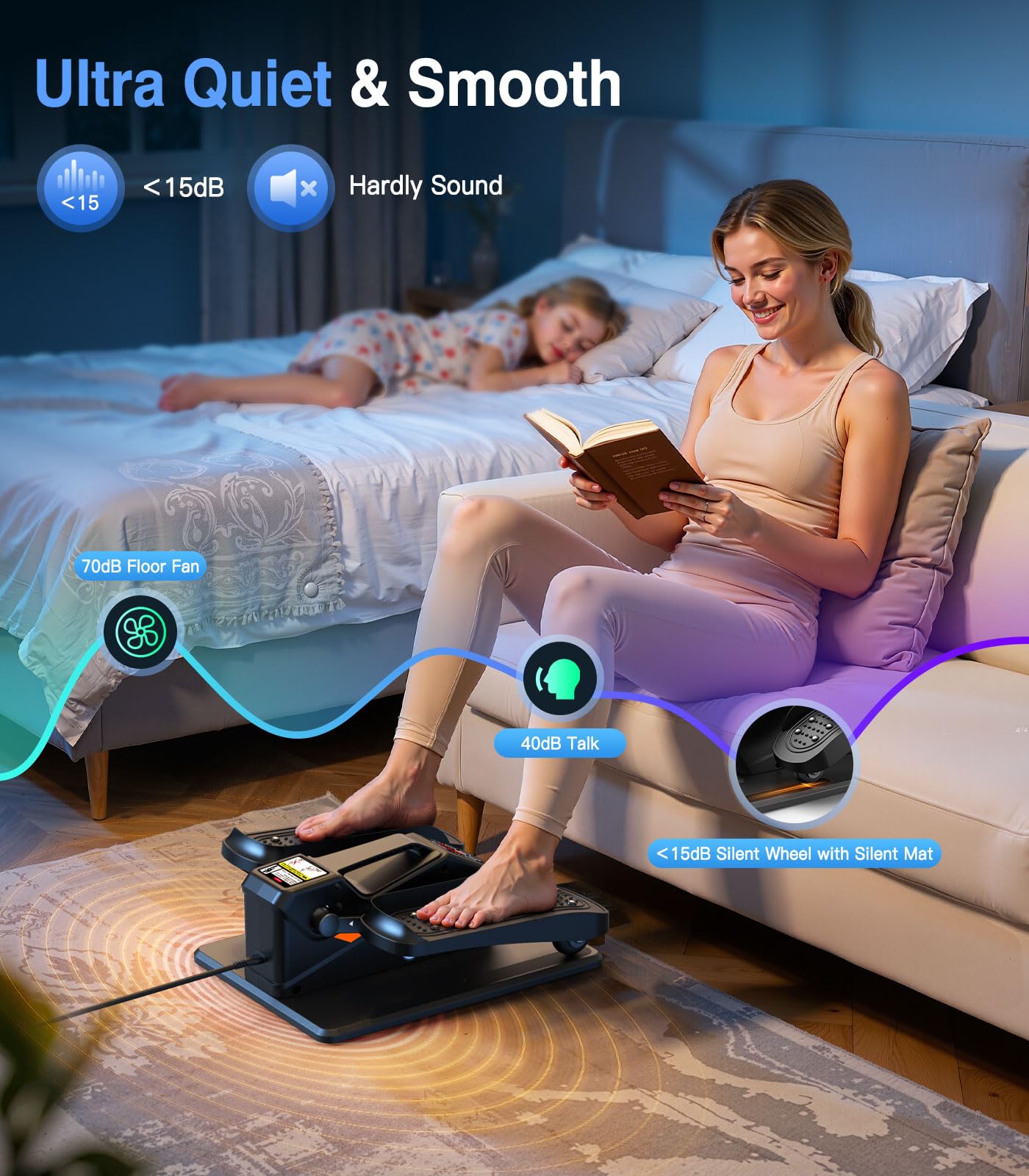 Portable Under Desk Elliptical Machine with Wireless Remote. 12 Manual & 3 Automatic Speeds. Pedal Ellipse Leg Exerciser. Leg Exerciser While Sitting for Seniors. Adults. Home. Office