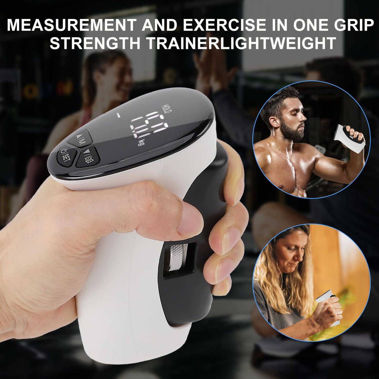 Digital Hand Grip Strength Tester, 198lbs/90kg Electronic Grip Dynamometer with Adjustable Handle & Backlit Display, Comfortable Grip Strength Meter for REHAB, Seniors, Sports & Home Use