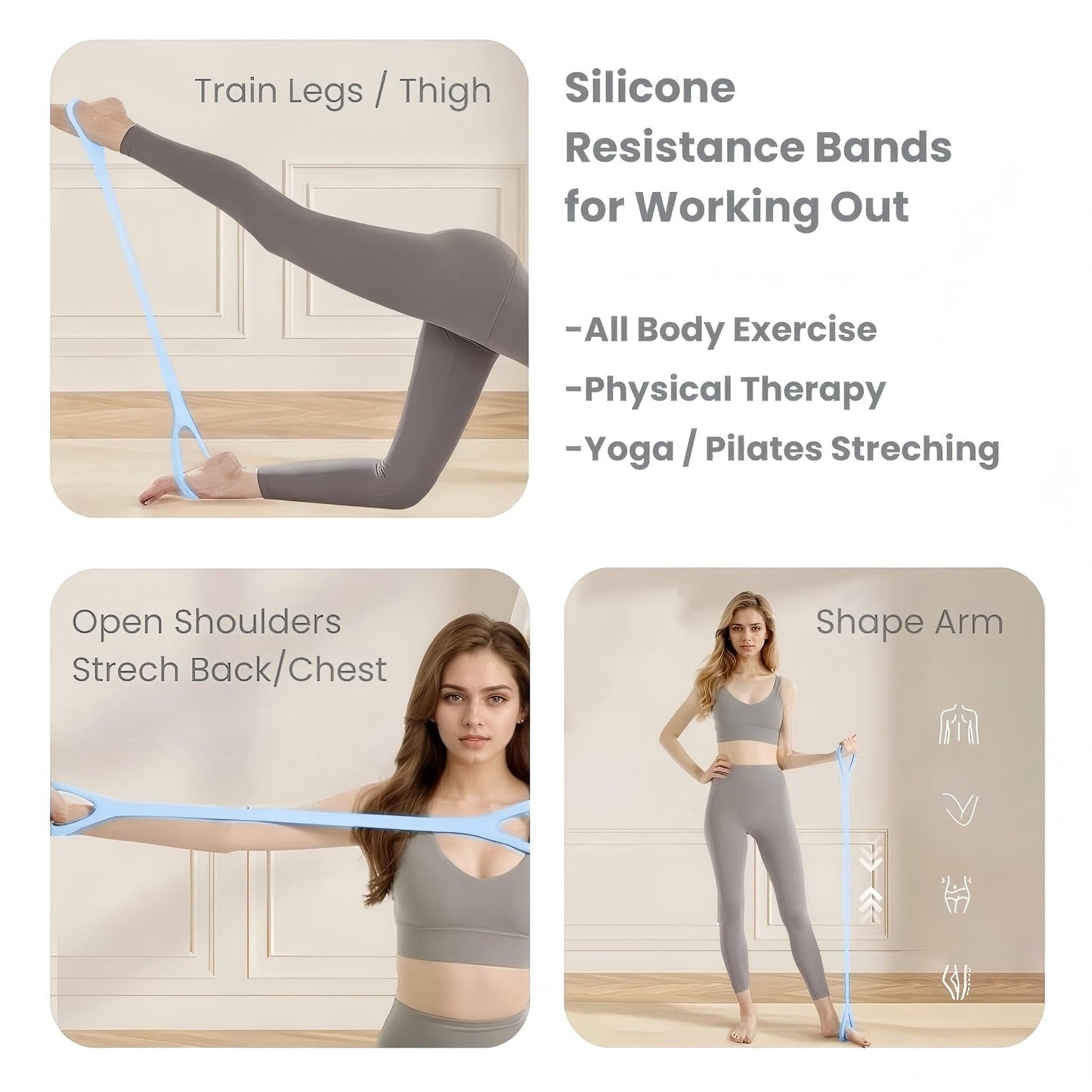 Resistance Bands for Working Out 6 Pack Resistance Bands for Arms,Elastic Pilates Flexbands for Physical Therapy Yoga, Stretch Exercice Loop Bands for Booty Legs