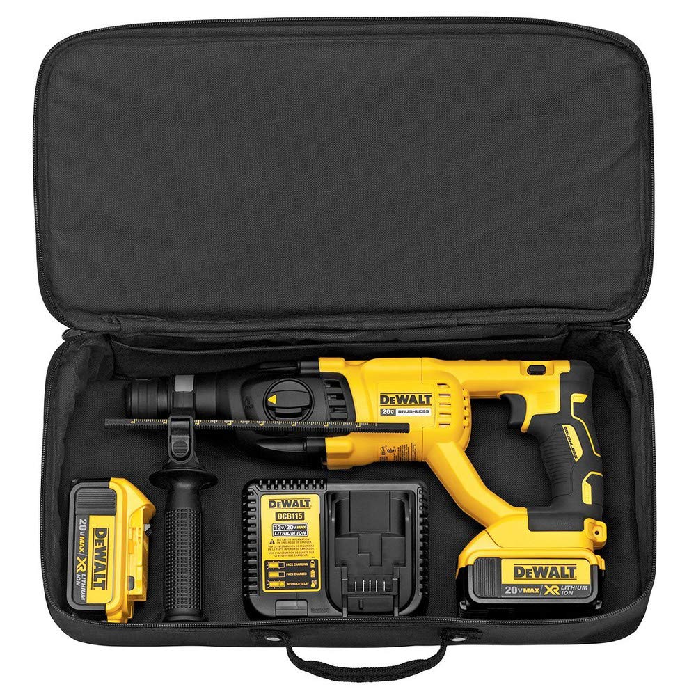 DEWALT DCH133M2 20V Max XR Brushless 1” D-Handle Rotary Hammer Kit