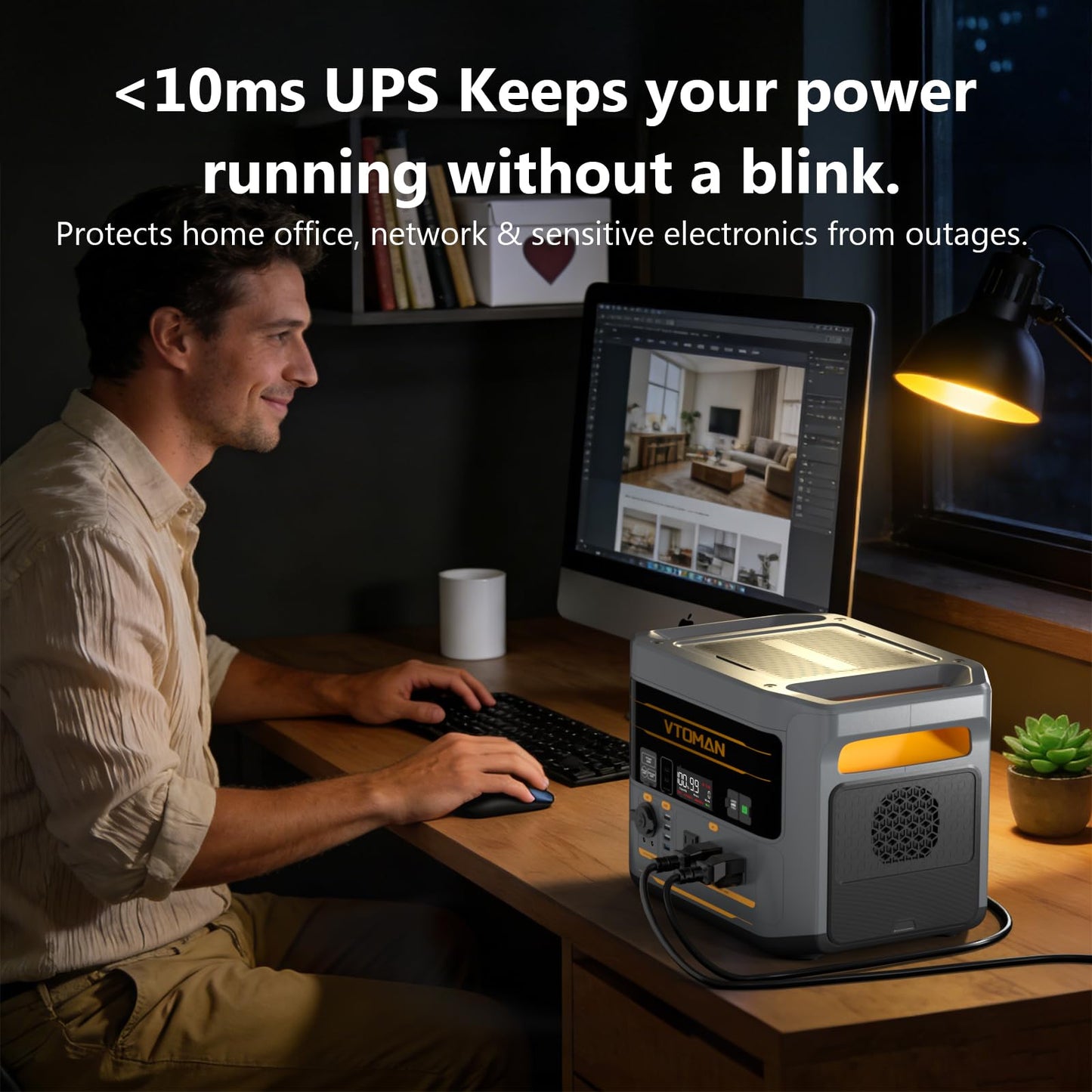 VTOMAN FlashSpeed 2400 Portable Power Station With 2x 200WPro solar panel, 1408Wh LiFePO4 (LFP) Battery, Full Charge in 58 Min,2400W(Peak 3200W) Solar Generator for Home Backup Power, Camping & RVs