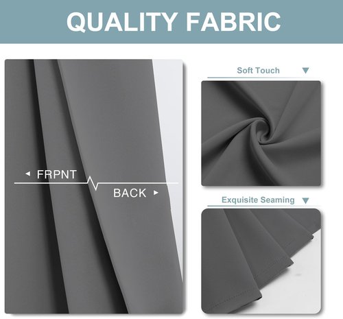 ChrisDowa Blackout Curtains - 120-Inch Long Thermal Insulated Grommet Panels for Bedroom & Living Room (Grey, 2 Panels)