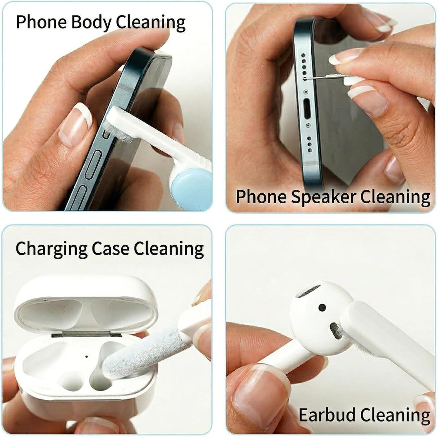3-in-1 2.8in Electronic Cleaning Kit for Earbuds Phone, Cleaner Tool with High-Density Brush SIM Ejection Pin, Portable