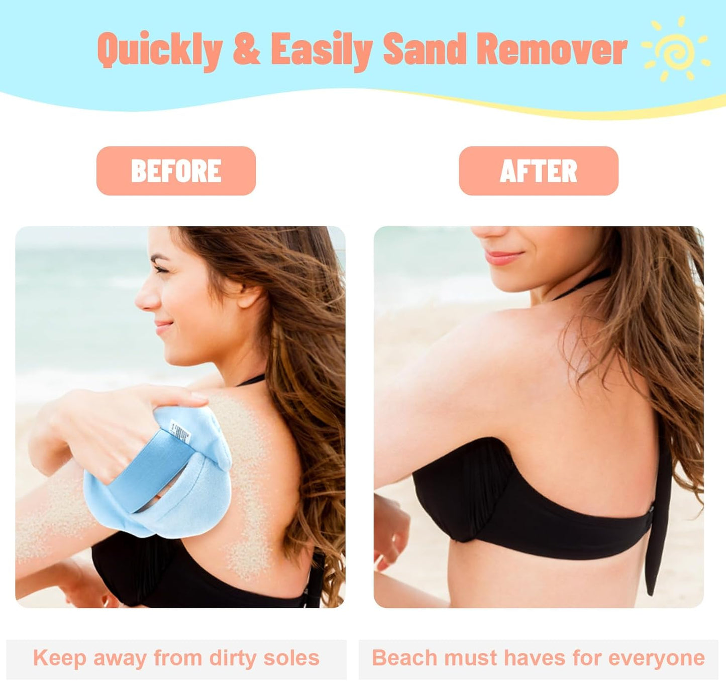 2Pcs Sand Remover for Beach Kids and Adults, Baby Powder Sand Removal Bag, Baby Beach Essentials