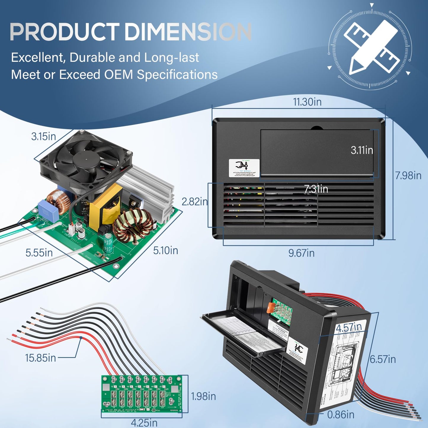 PD4135KW2BV 35 Amp RV Power Converter Panel Converter 105-130VAC to 13.6VDC 35 Amps for Inteli-Power 4100 Series, Replaces for WFCO 8735