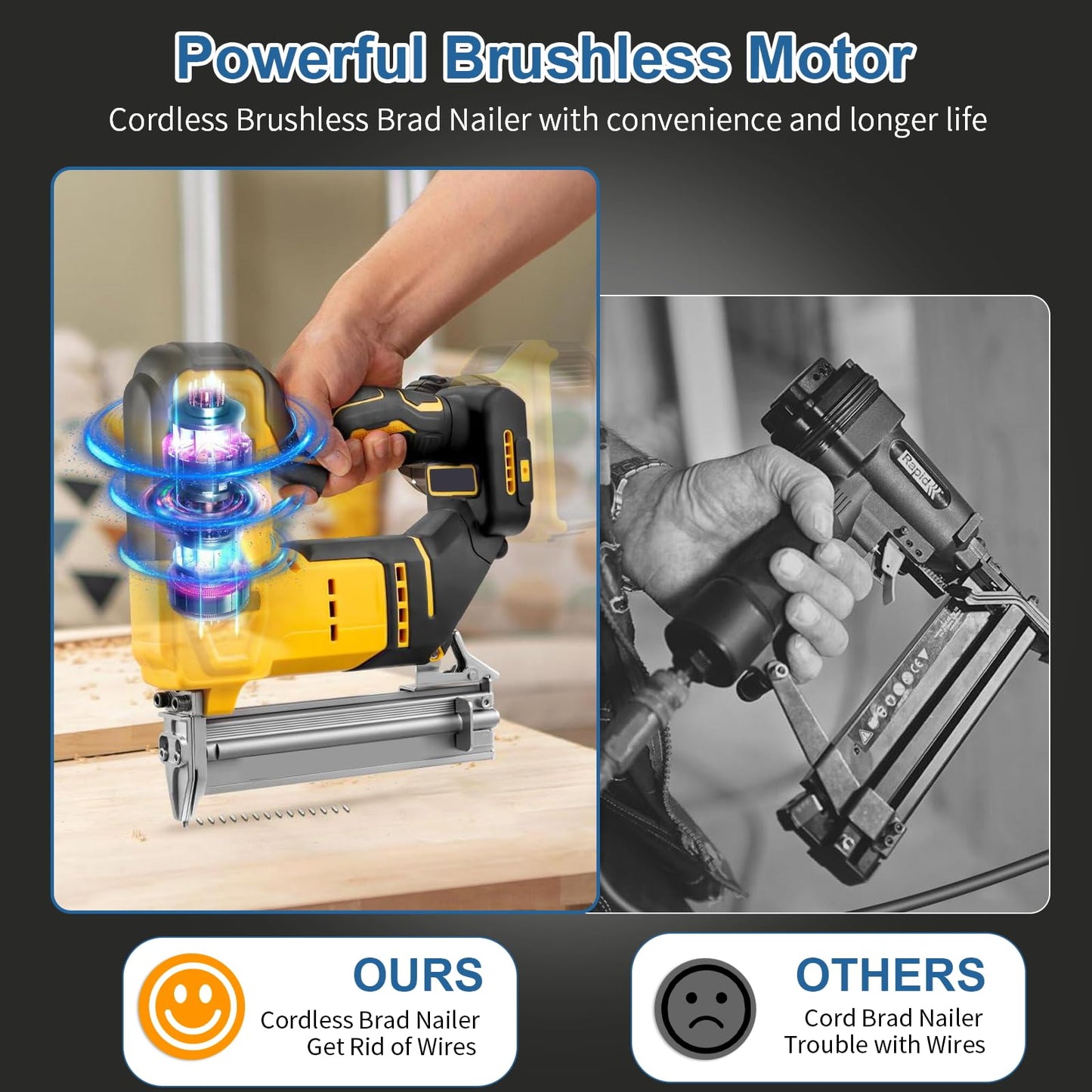 18 Gauge Cordless Brad Nailer & Staple Gun for Dewalt 20V MAX Battery, 2-in-1 Battery Powered Electric Nail Gun with 1000 Nails for Woodworking, DIY, Framing & Home Improvement (No Battery)