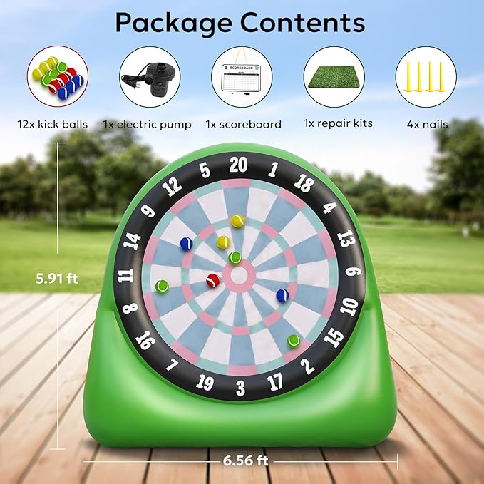 Inflatable Golf Targets for Backyard Outdoor Baseball Games Giant Dart Board Big for Kids Adults Family with 12 Kick Balls, Scoreboard & Air Pump