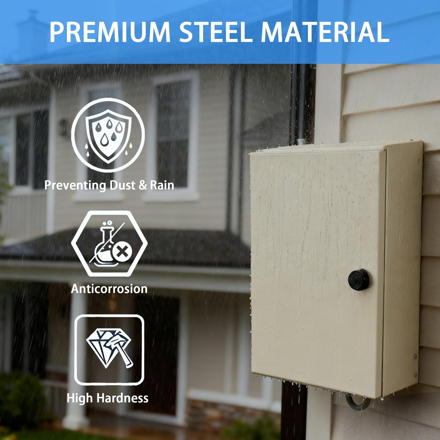 YcXingnon Steel Electrical Box, 24x24x12 Waterproof & Dustproof IP66 Steel Enclosure,1.5mm Carbon Steel Junction Metal Box for Indoor and Outdoor Wall Mounted