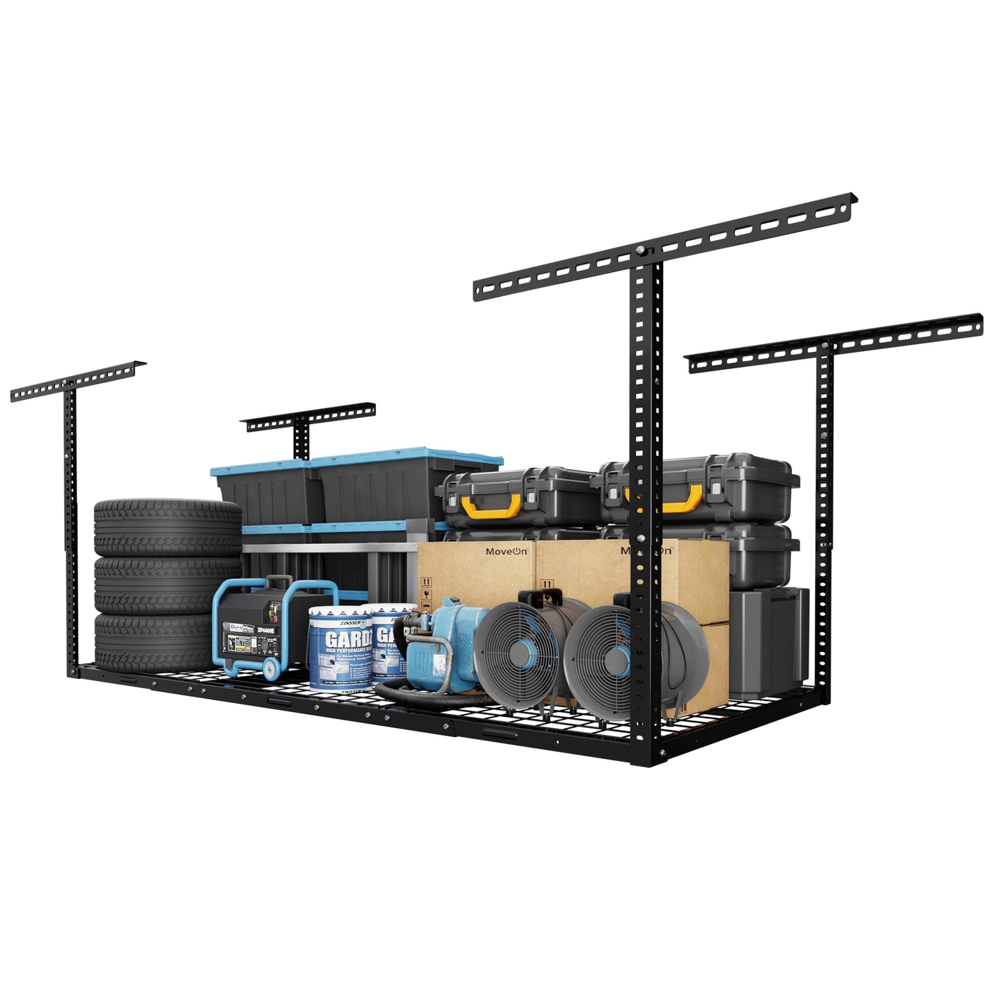 FLEXIMOUNTS 3x6 Overhead Garage Storage Adjustable Ceiling Rack 72" Length x 36" Width x 40" Height, 450lbs Weight Capacity, Black, Classic Series