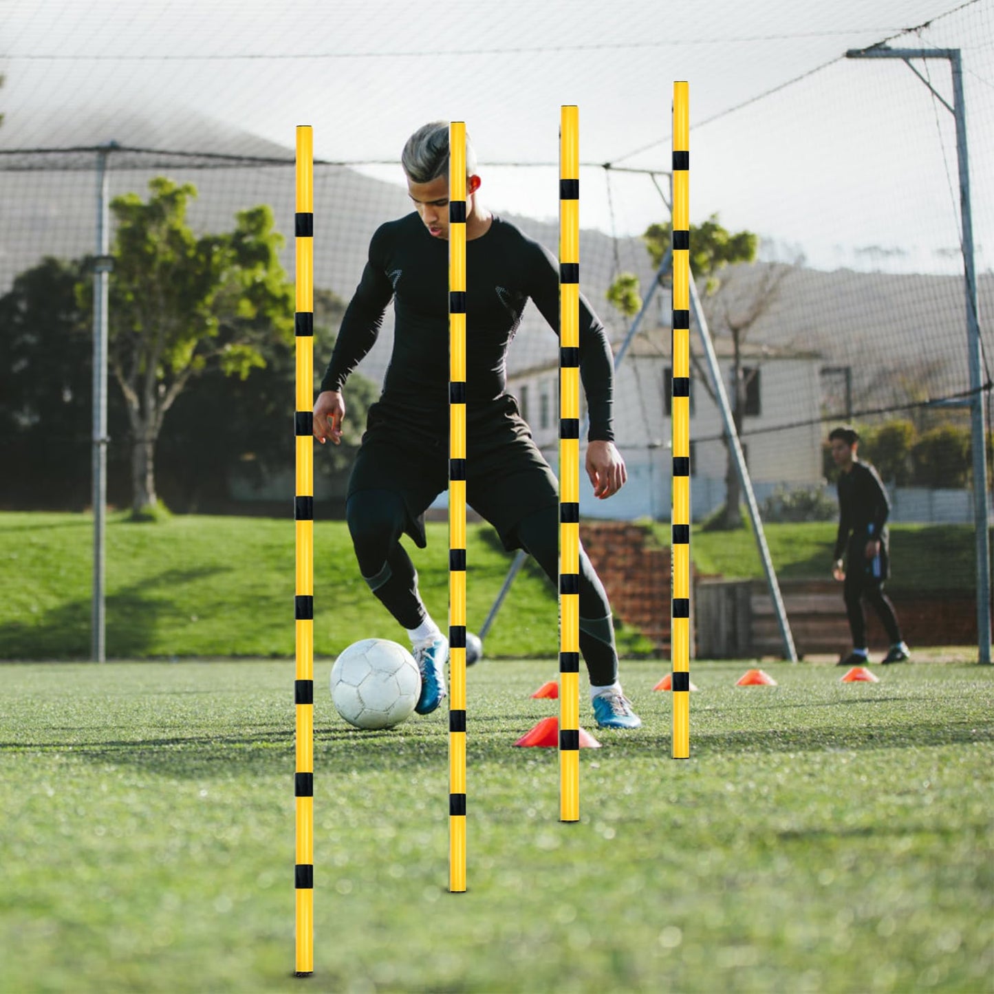 Suprwin Soccer Agility Poles, Speed Sport Training Equipment for Soccer Basketball Football，Speed Jump Poles Training Equipment for Athletes/Adult