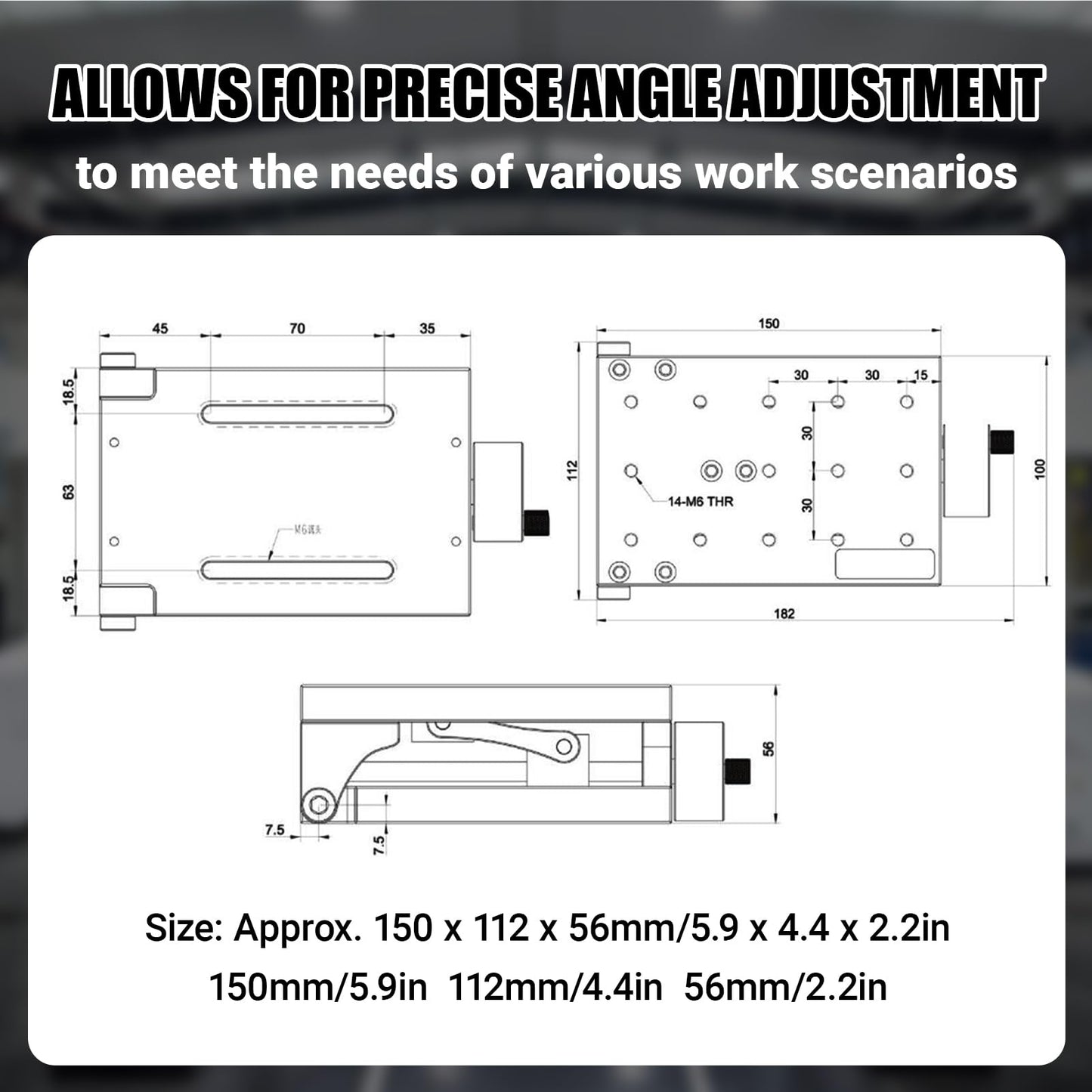 Culnflun 1 Pc Machinery Adjustment Platform, Adjustable Aluminum Alloy Punch Platform Precision Angle Tilt for Production Machinery Testing Equipment 5.9 x 4.4 x 2.2in