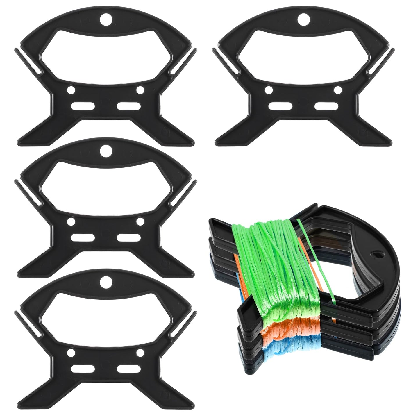 4 Pcs Rope Winder, Paracord Spool Line Winder Rope and Cord Organizer Fishing Line Cable Bobbins Prevent Knots Recoils and Kinks for Anchor Lines, Mooring Lines, Ski Ropes Black