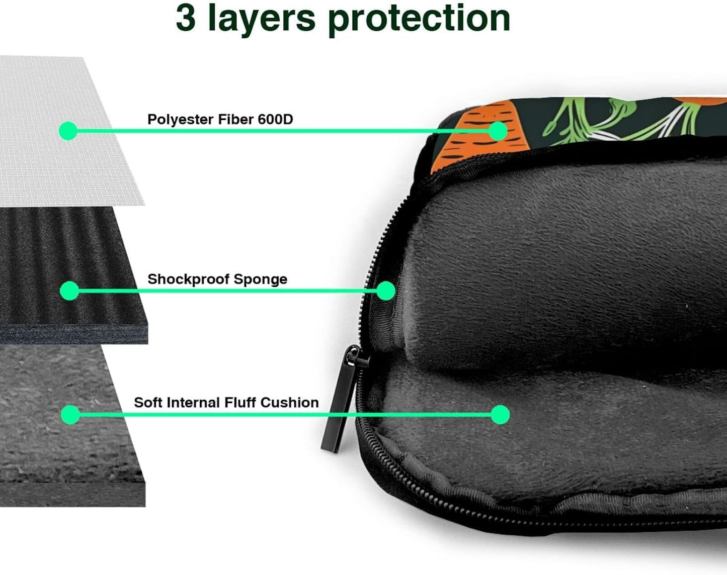 JIPOFD seamless Happy carrot pattern Print Structured Laptop Bag Oxford Cloth Briefcase Padded Shoulder Case with Front