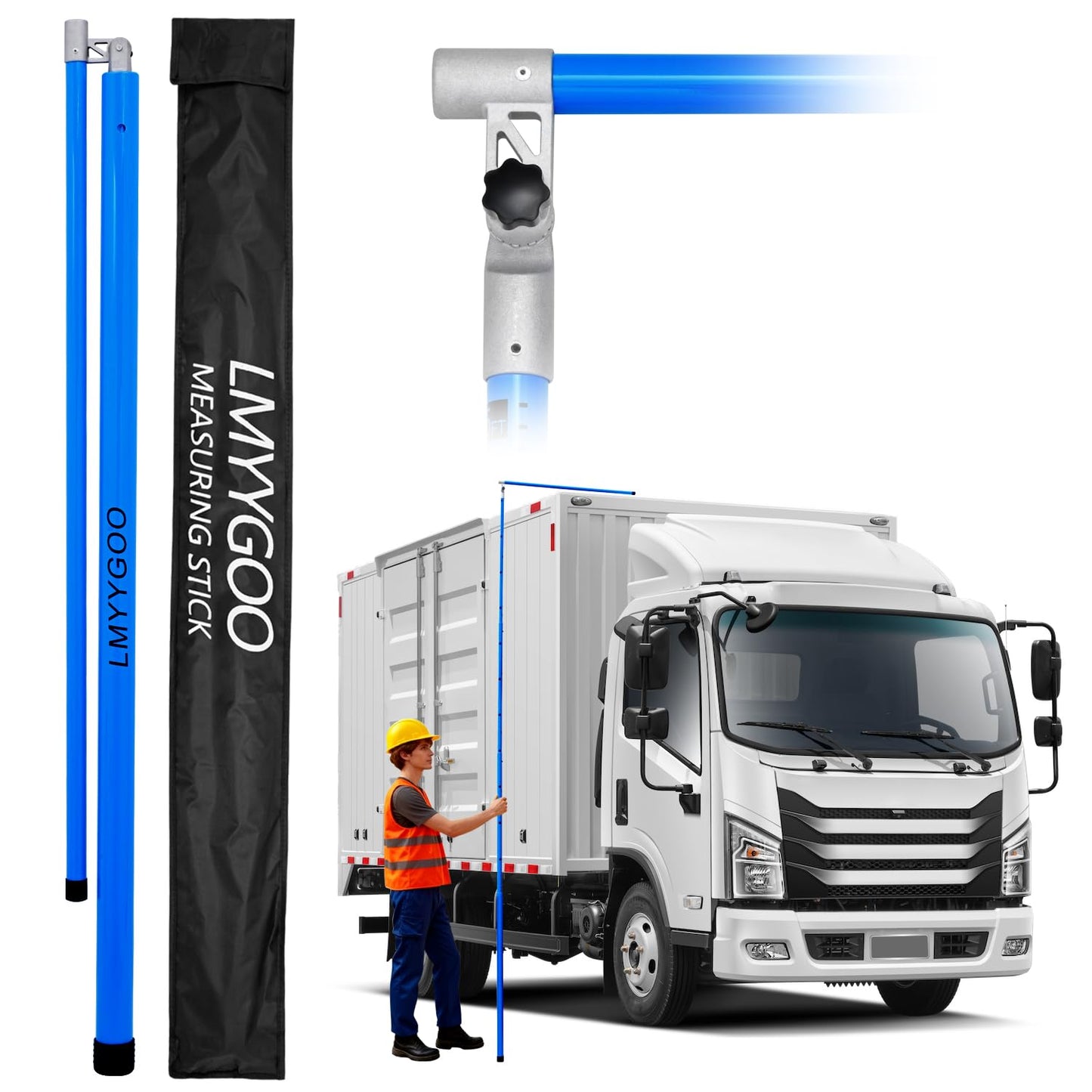 LMYYGOO 20FT Load Height Measuring Stick with Carrying Bag, Retractable Height Stick for Trucks, Truck Height Measuring Stick with Adjustable Pole, Accurately for Trucks, Car Haulers(Dark Blue)