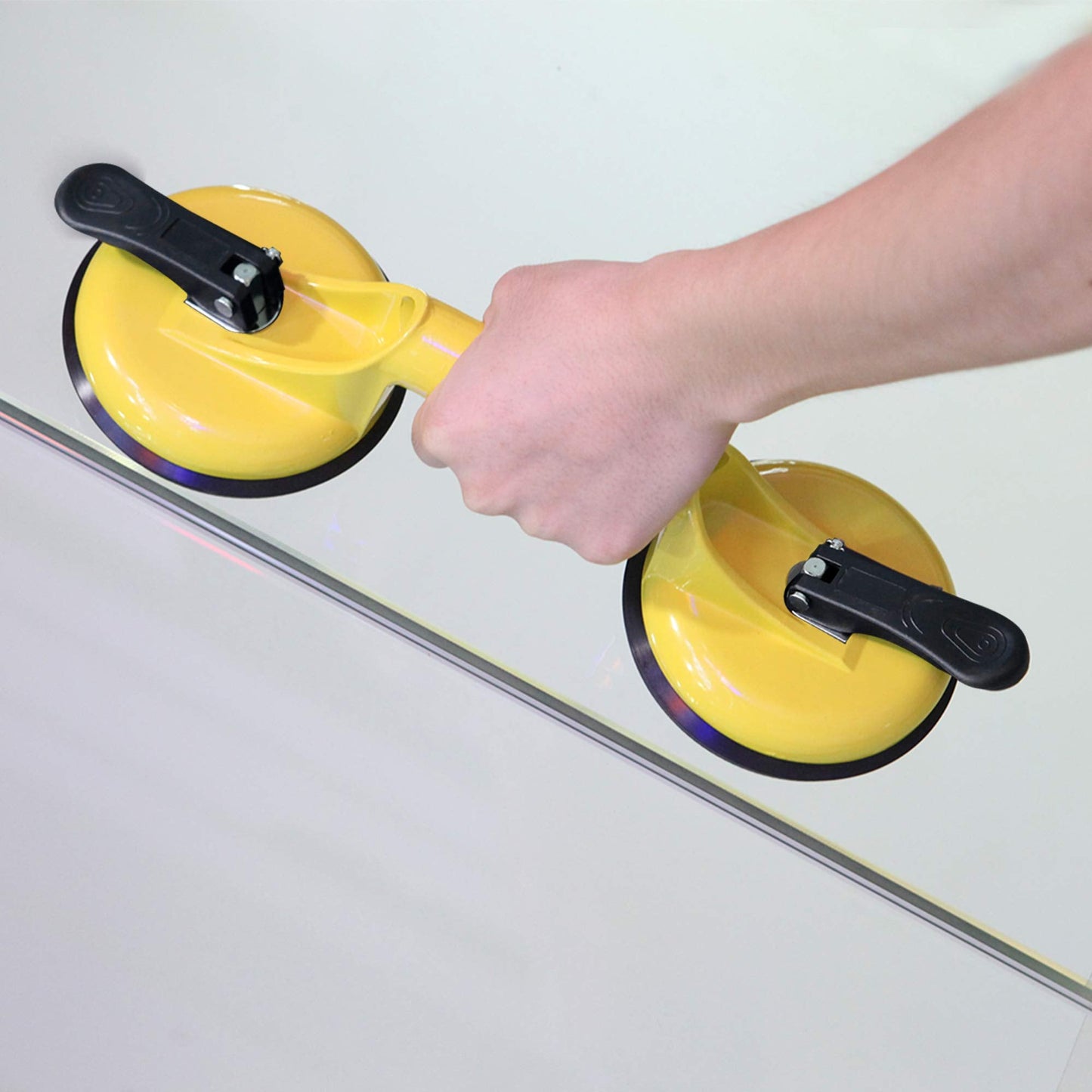FCHO Glass Suction Cups Heavy Duty Aluminum Vacuum Plate Handle Floor Holder Hooks to Lift Large Glass/Tile Suction Cup Lifter/Moving Glasses/Pad for Lifting/Dent Puller (2 Pack)