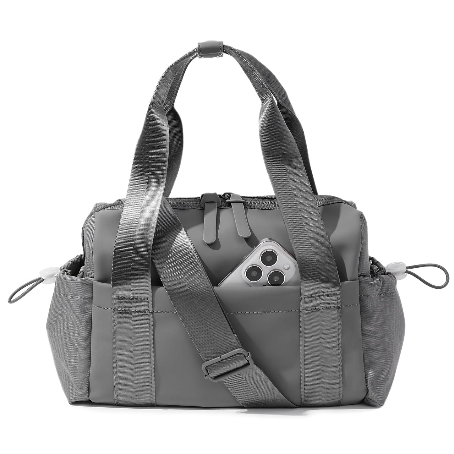 Bucosd Small Gym Bag for Women, Mini Crossbody Gym Duffle Bag with Wet Compartment, Carry on Gym Tote Bag for Workout Dance Sport Travel (Mini-Grey)