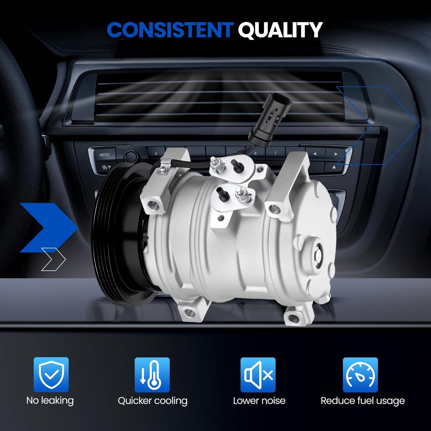 SYKRSS 78399 Air Conditioning A/C Compressor with Clutch Compatible with Chrysler PT Cruiser 2001-2010 2.4L, Compatible with Dodge Neon 2003-2005 2.0L 2.4L, for SX 2.0 2003-2005 2.0L
