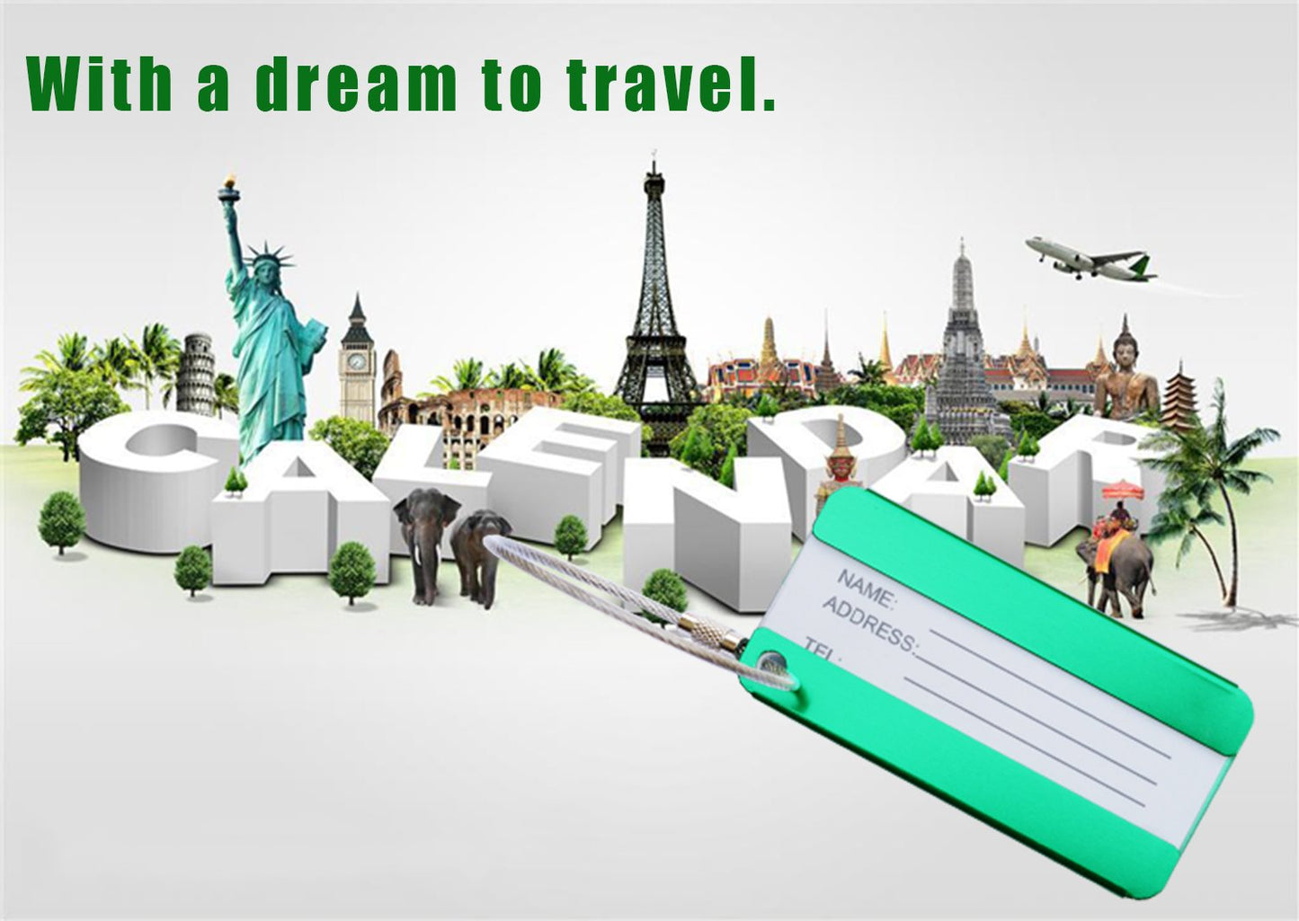 AOUTACC 8 Pack Aluminium Metal Travel Luggage Tags Suitcase Card Holder Baggage Name Address ID Bag Label with Key Ring