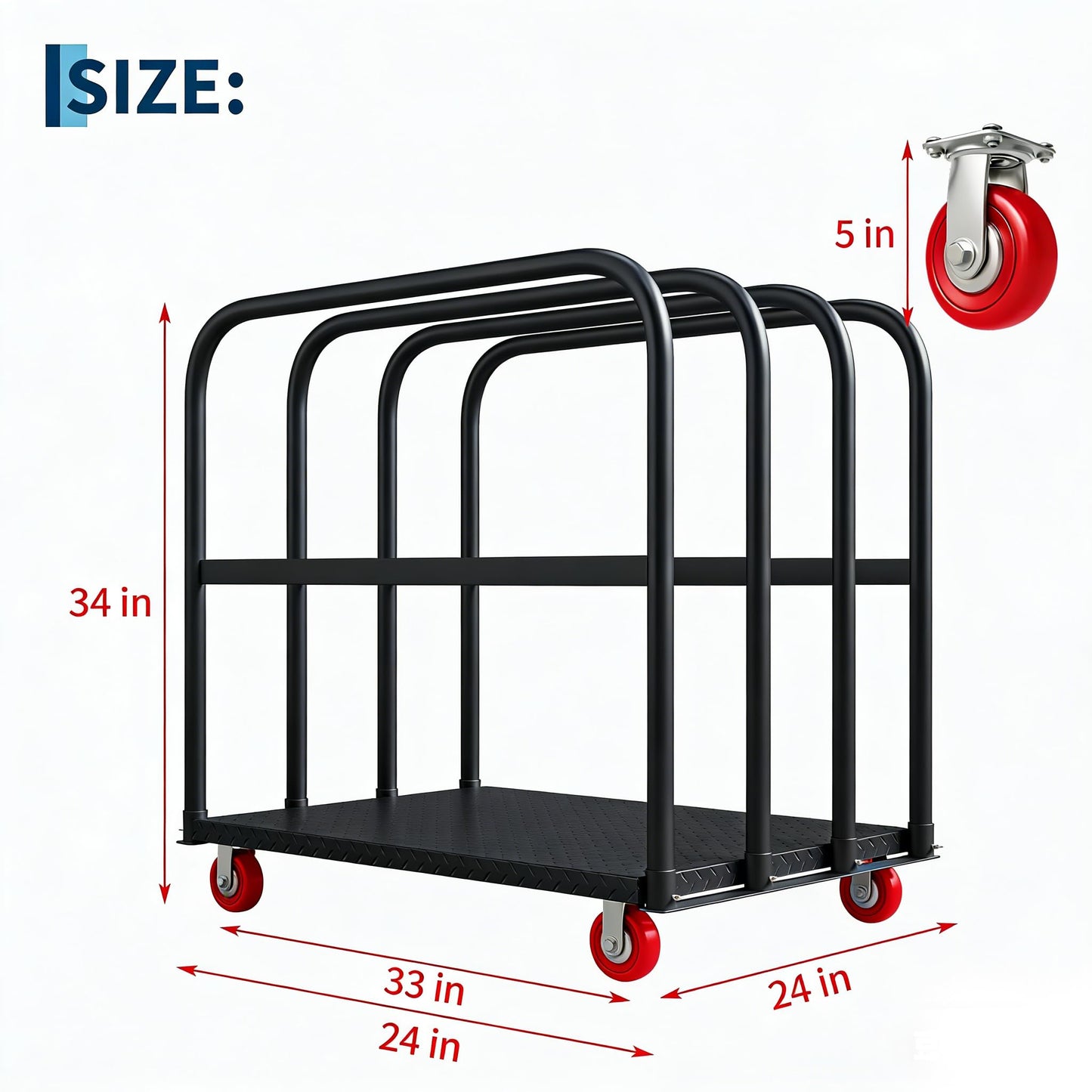 Garvee 2000LBS Capacity Folding Platform Truck with Side Handrails & 5" 360-Degree Swivel Wheels, All-Weather 37x24 Inch Dolly for Easy Assembly and Storage