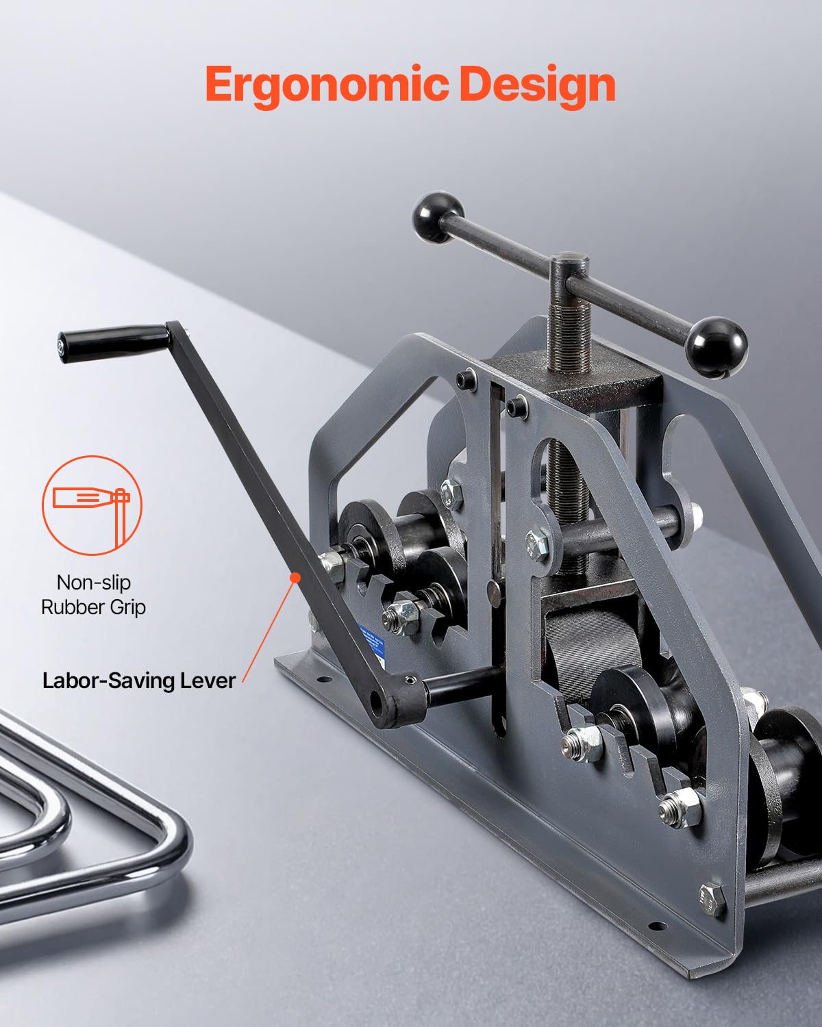 VEVOR Tube Roller Bender, Max 1-1/2" Manual Tube Pipe Roller Bender with 6 Dies, 360° Copper Aluminum Pipe Bending Tool for Square, Round Tube & Flat Bar, Ideal for HVAC Air Conditioning Auto Repair