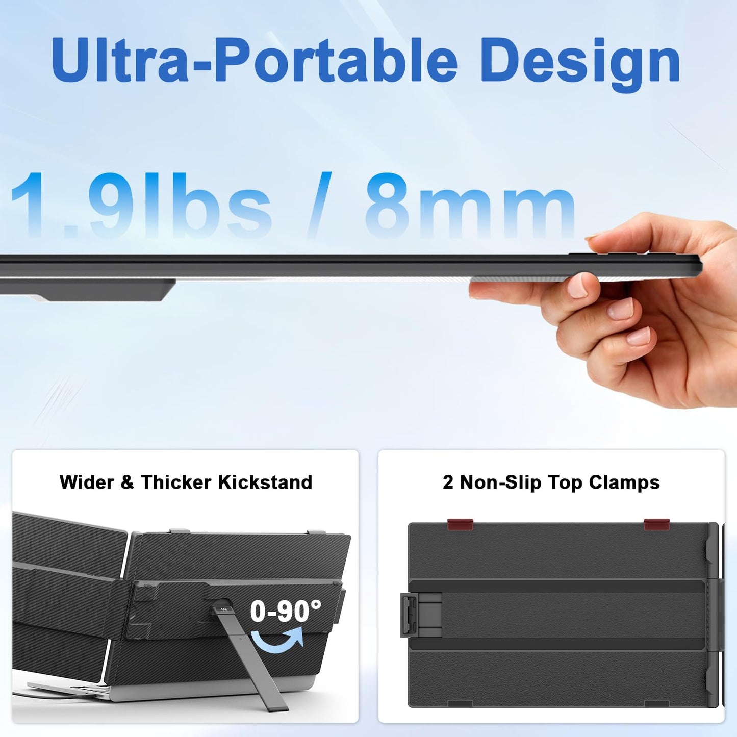 KEFEYA Laptop Screen Extender, 14" FHD 1080P IPS Dual Laptop Monitor Extender, Portable Monitor Plug & Play USB-C/HDMI/USB-A for 13"-17" Laptops, Work with Windows/MacBook/Switch/PS5