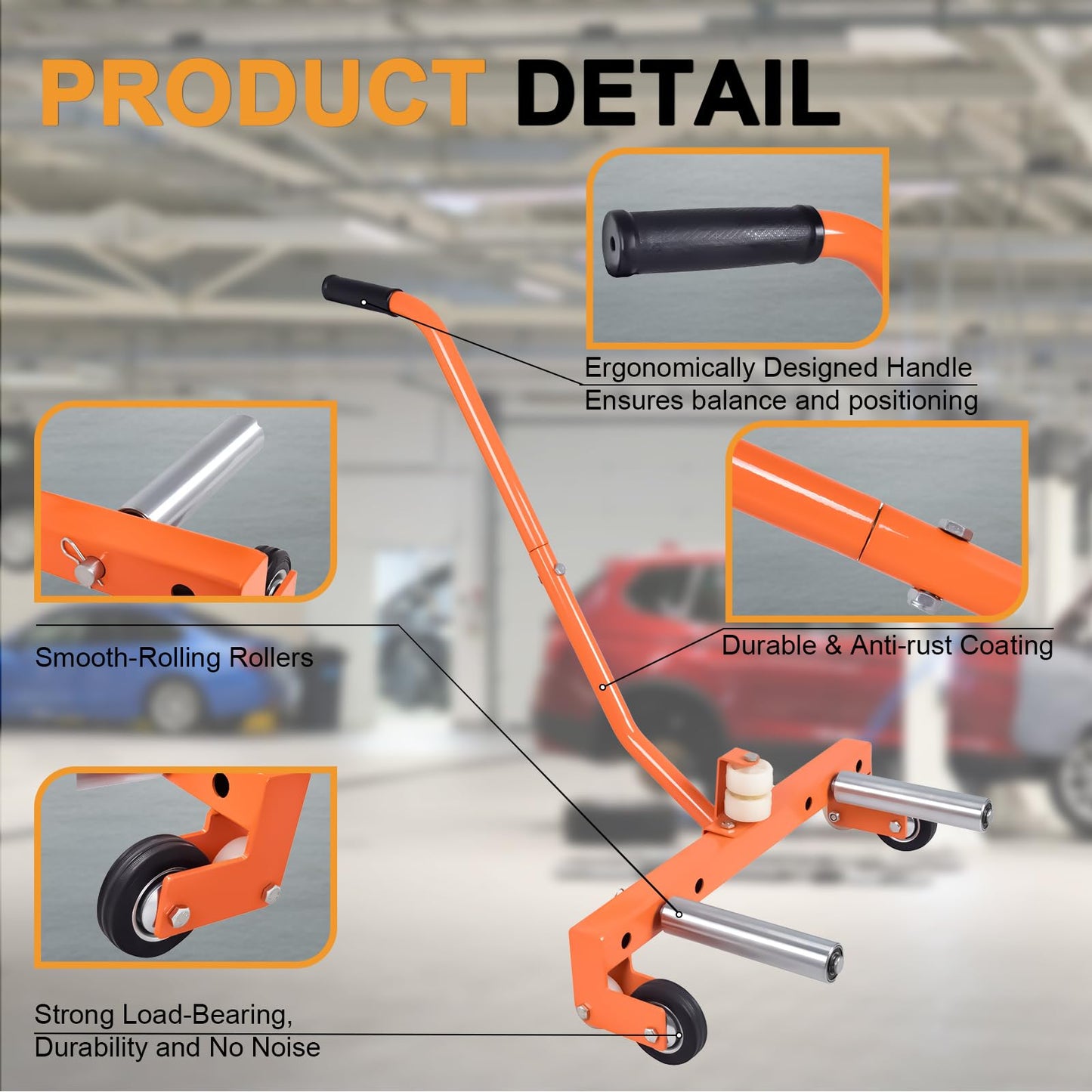 A A in EA116 Heavy Duty Adjustable Wheel Dolly, 660lbs Tire Dolly for Shop,Garage