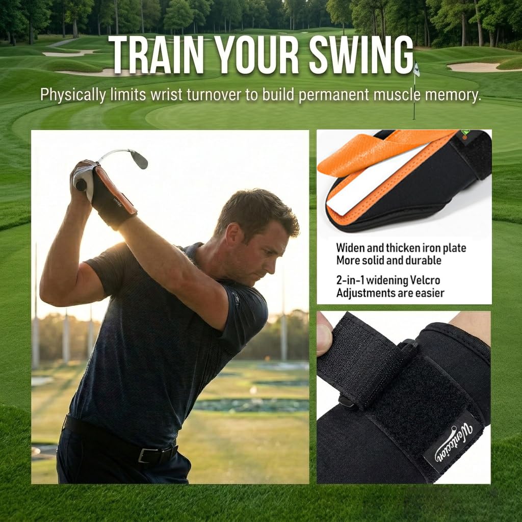 WENTCCION Golf Wrist Brace & Golf Swing Trainer Aid - Ambidextrous Hinge Training Support with Medical-Grade Splint, Post-Injury Recovery & Swing Correction for Men Women