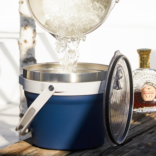 COKTIK 7L Insulated Ice Bucket with Lid，Double Wall Vacuum Stainless Steel Beverage Bucket Keeps Frozen Longer，Holds 6 Longnecks or 3 Bottles of Wine，for Cocktail, Champagne, (Navy,1 Pack)