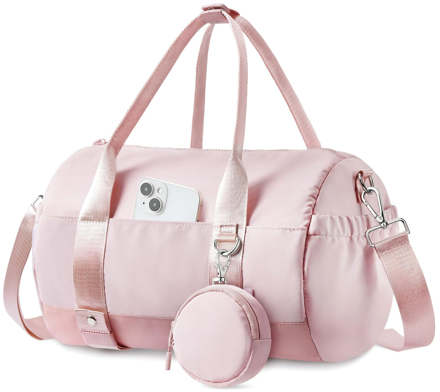 TOPEAST Small Gym Bag for Women, Mini Sports Yoga Bag with Yoga Mat Holder, Small Pink Gym Bag Overnight Weekender Duffle Handbag for Travel Dance Workout
