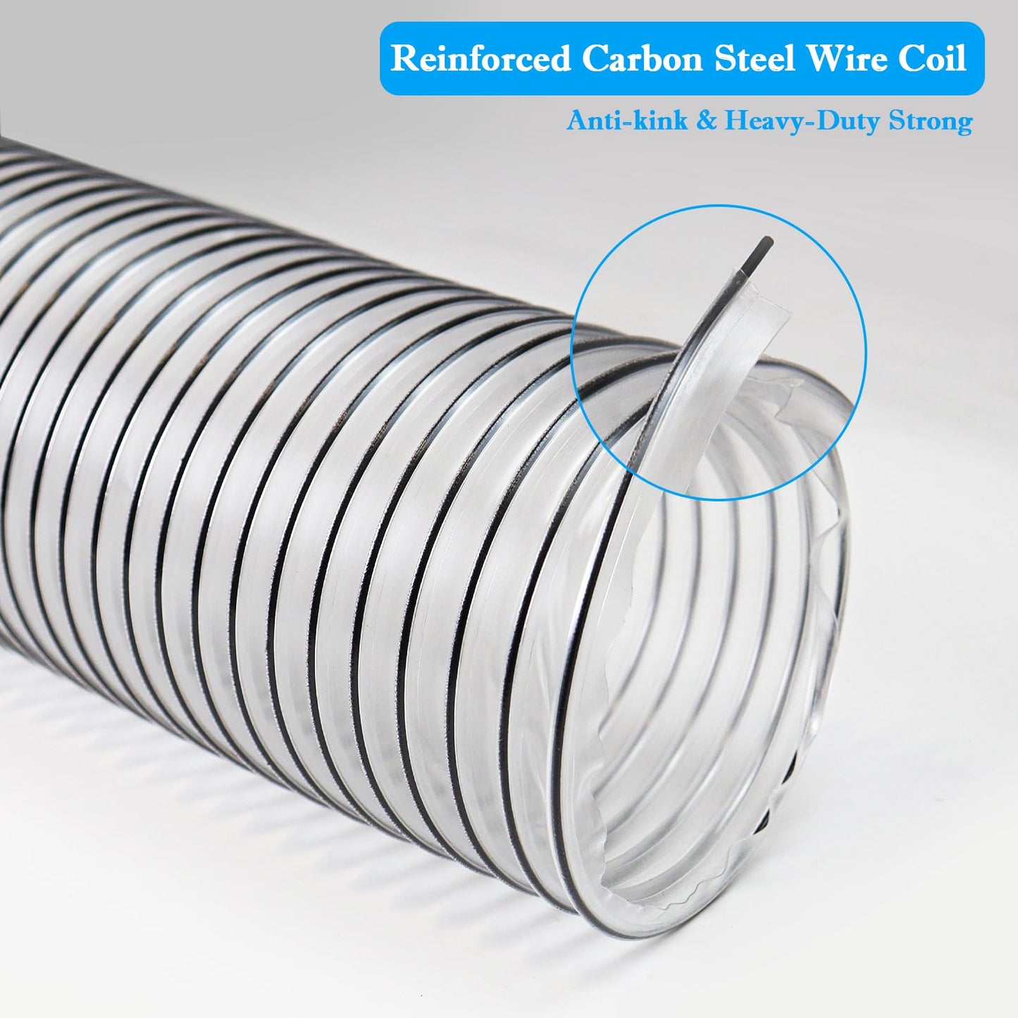 4"x70'PVC Dust Collection Hose,4Inch Dust Collector Hose for Vacuum,Woodworking Dust Collection System,Puncture Resistant Clear Flex PVC Dust Collection Hose Fume Debris Dust Hose w/Carbon Steel Wire