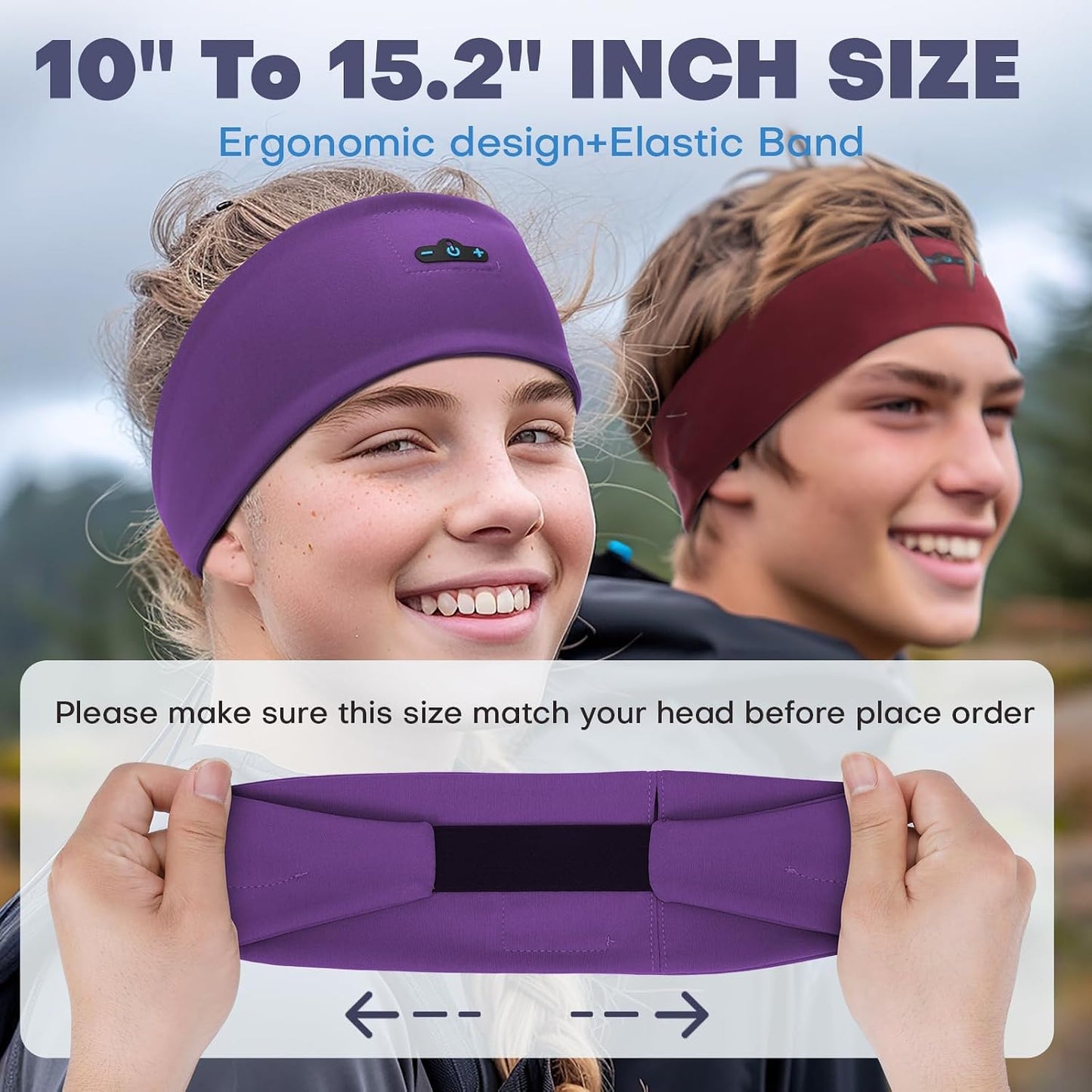 17H Sleep Headphones Bluetooth Headband for Side Sleeper, Playtime, Wireless Headband Headphones with HD Stereo
