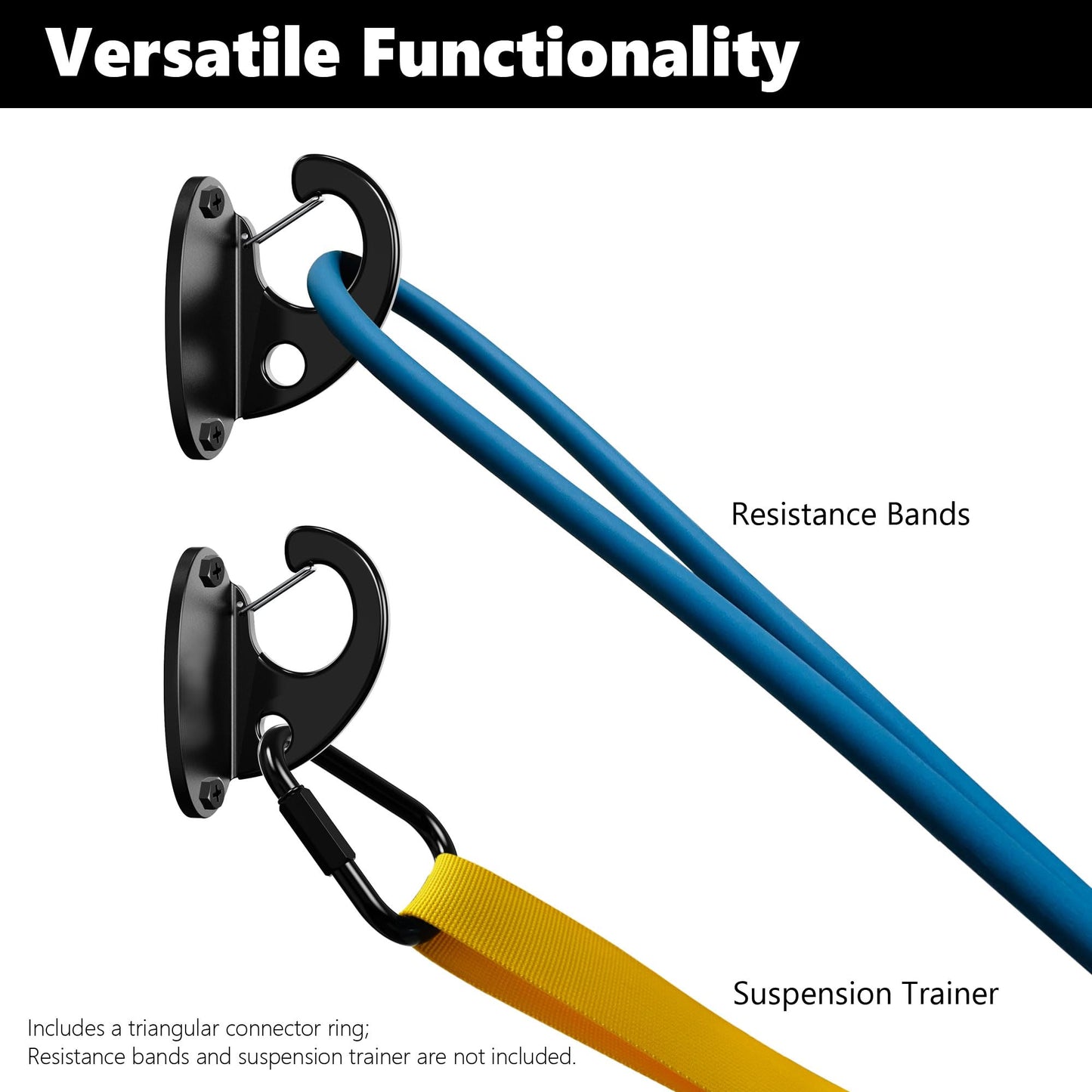 FITKIT 3-Pack Wall Mount Anchor Kit for Resistance Bands, No-Weld Design for Home Gym, Suspension Straps & Physical Therapy