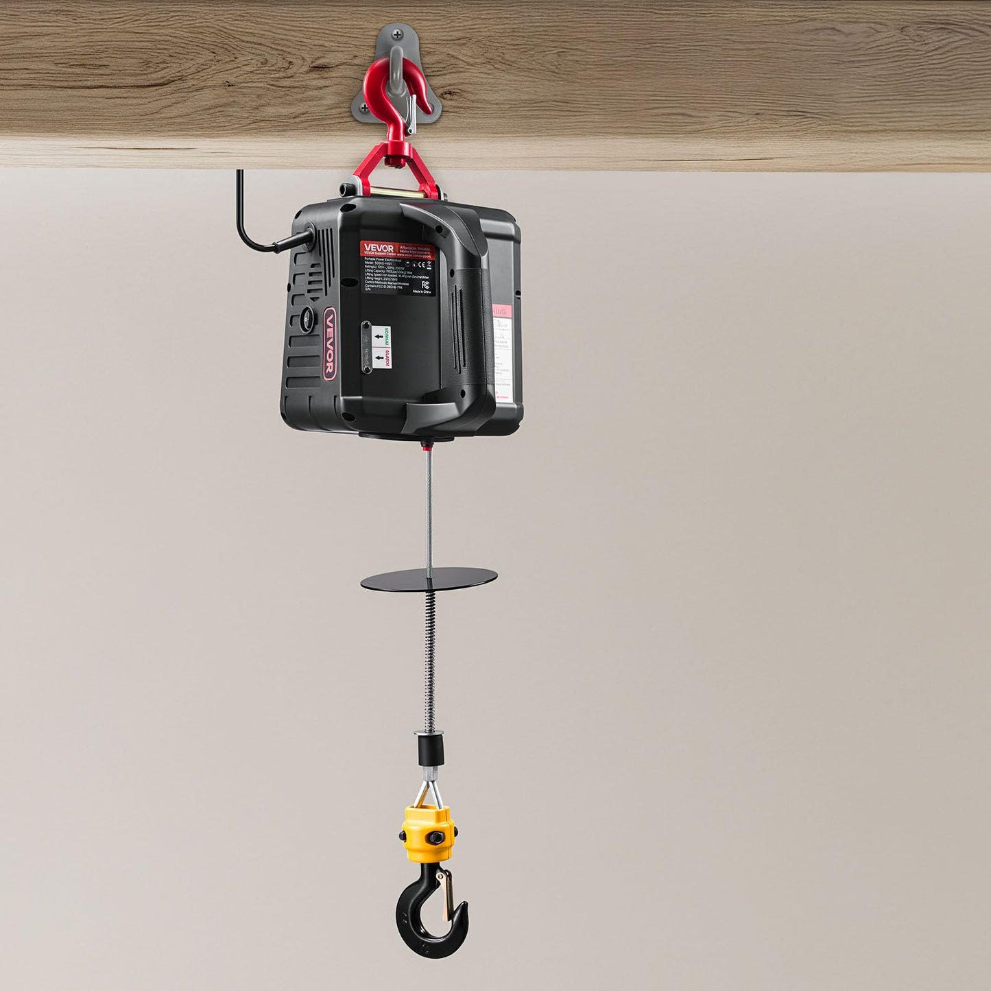 VEVOR 2-in-1 Electric Hoist Winch, 1100 lbs Capacity, 1500W Portable Power Winch Crane, 25 ft Lifting Height, 16.4 ft/min with Manual and Wireless Remote Control for Factory, Warehouss, Garage
