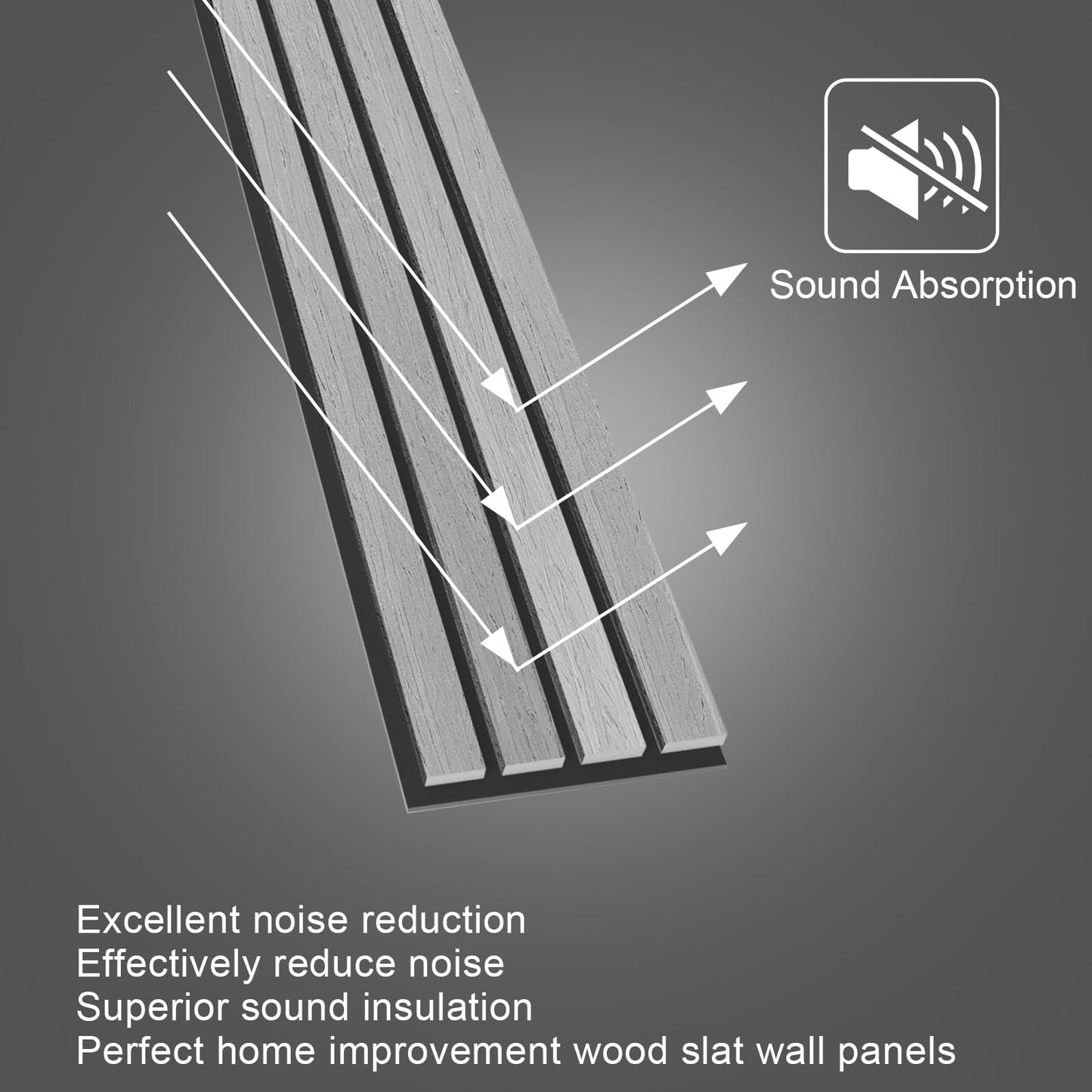 NeatiEase Wood Wall Panels, 9 Feet Acoustic Slat Wall Panels for Interior Wall Decor and Noise Reduction, Decorative Slat Wall Paneling, Gray Oak, 6-Piece