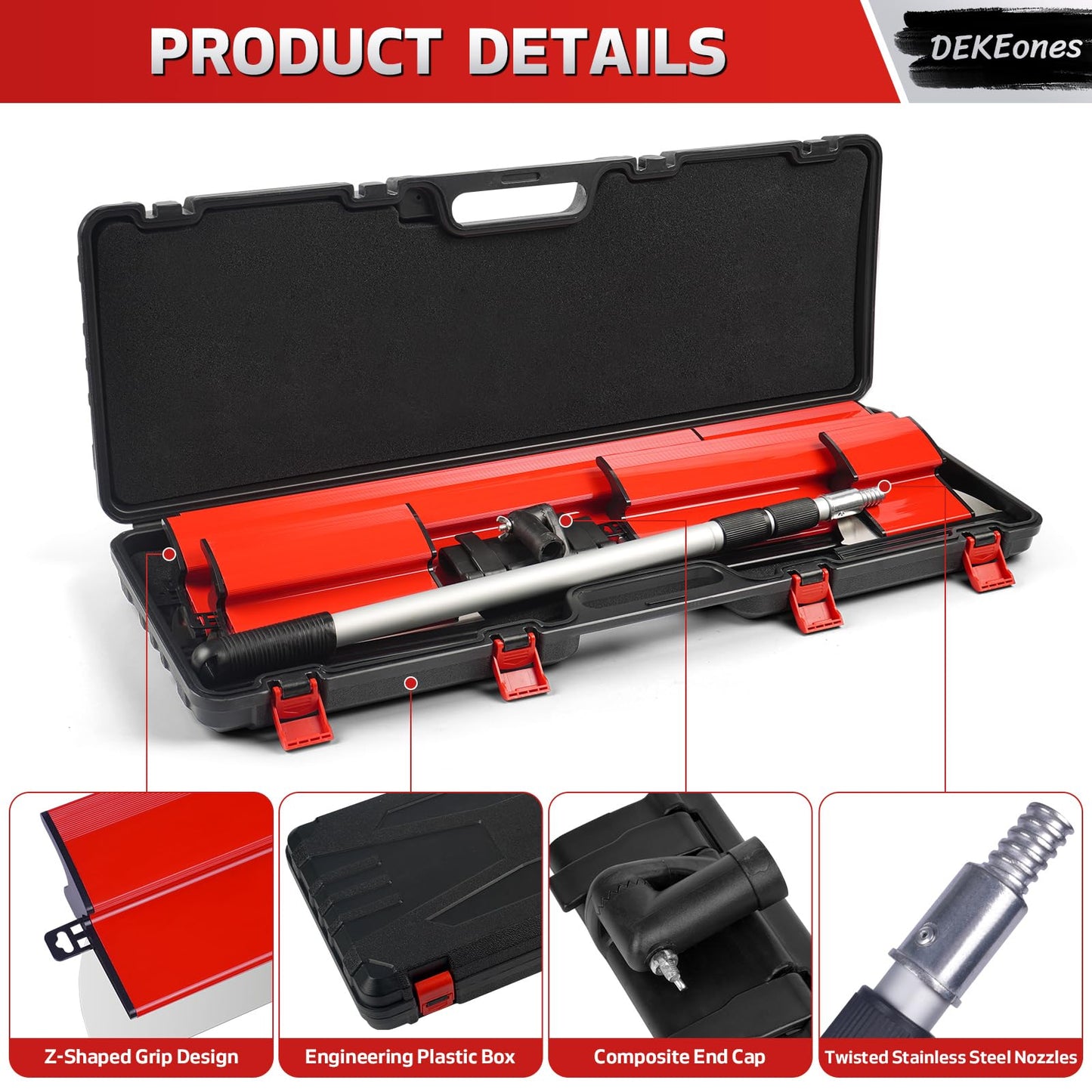 DEKEones Drywall Skimming Blade Set with Portable Case, Stainless Steel 6", 10",16", 24"&32" Skimming Blades with 28"-62" Extension Handle, Drywall Finishing Tools for Plasterboard and Wallboard