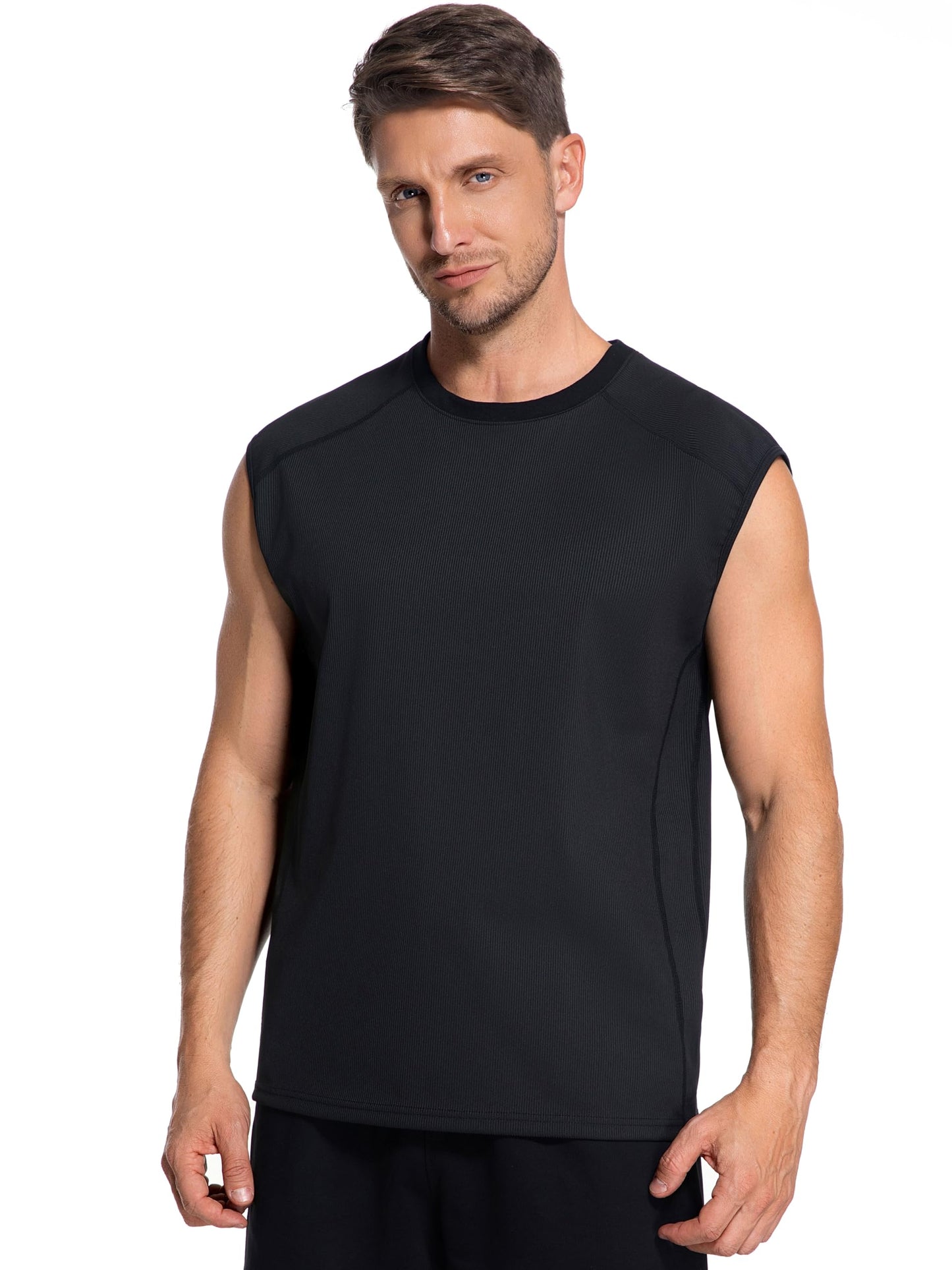 Everfion Men's Sleeveless Sauna Shirt Waist Trainer Sauna Suit for Men Ribbed Sweat Vest Compression Tank Top Gym Workout