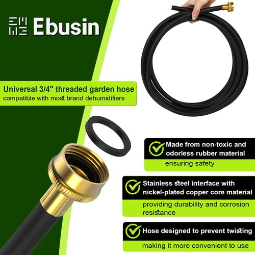 12FT Dehumidifier Drain Hose with 3/4 Inch FHT Connector, Featuring Rust-Resistant Brass Fittings for Leak-Proof Connection, Perfectly Compatible with Most Dehumidifier Brands(7 Length Options)