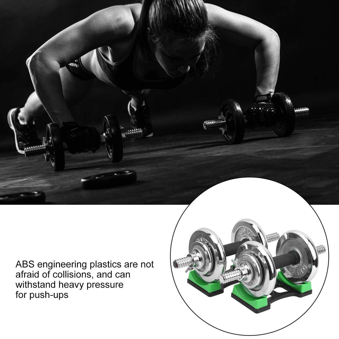 OUKENS Dumbbell Bracket Mat, 1 Pair 7.6x3.9 inches Holds up to 60kg ABS Dumbbell Storage Frame Stand Holder, Prevents Rolling & Scratches, Floor Protection Mat for Home Gym