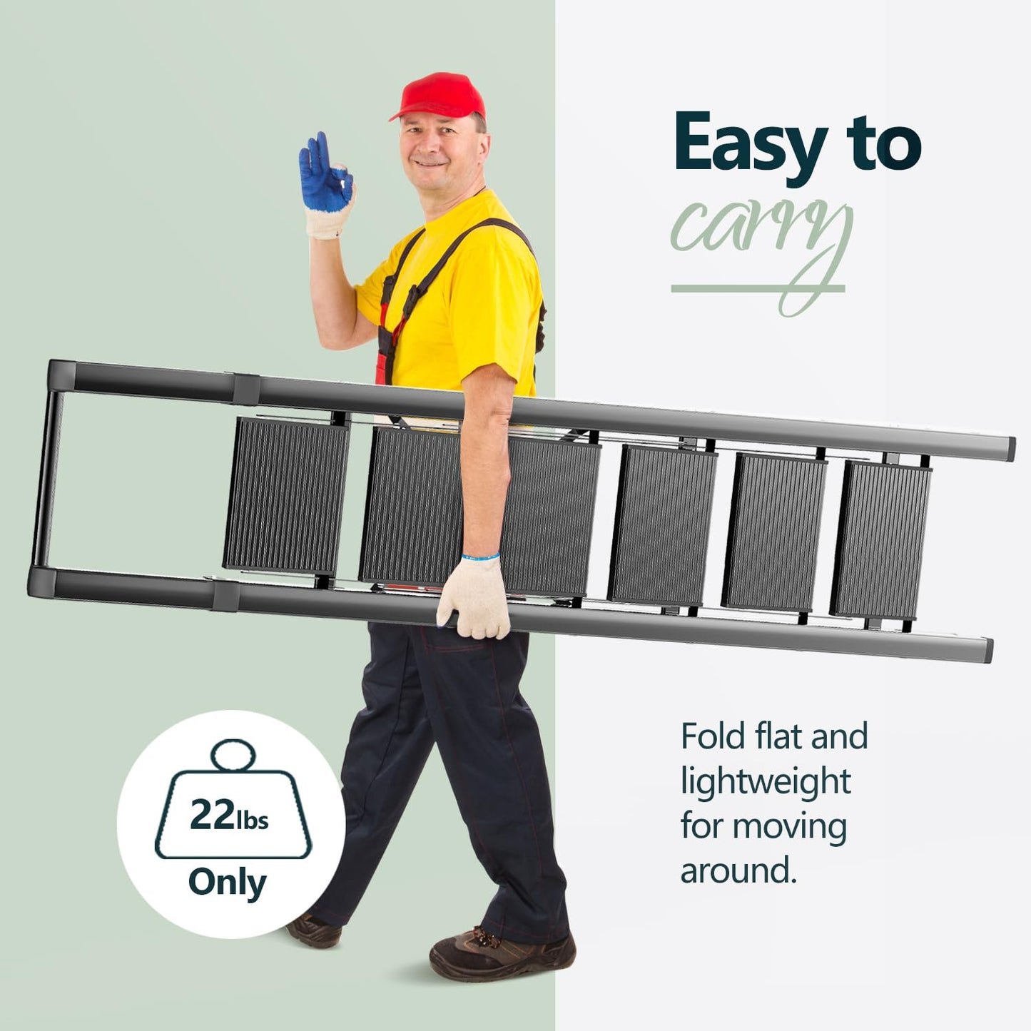 WOA WOA 6 Step Ladder for 12 Feet High Ceiling, Lightweight Foldable Ladder with Non-Slip Wide Pedals, Stepladder with Safe Handrail, Space Saving for Home, Kitchen, Indoor & Outdoor 300lbs - Black