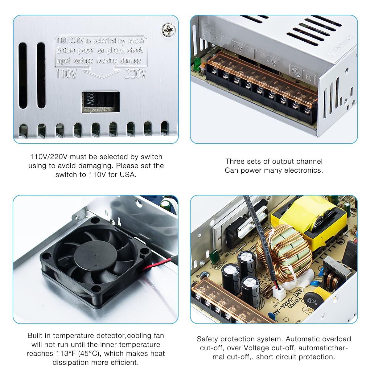 110V/220V 12V 30A 360W Hosyond AC to DC Regulated Universal Switching Power Supply Transformer Adapter LED Driver